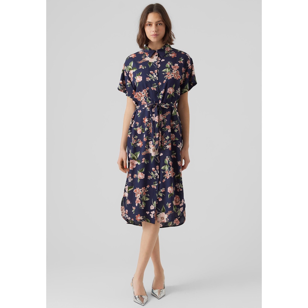 Vero Moda Hemdblusenkleid »VMBUMPY SS CALF SHIRT DRESS NOOS«