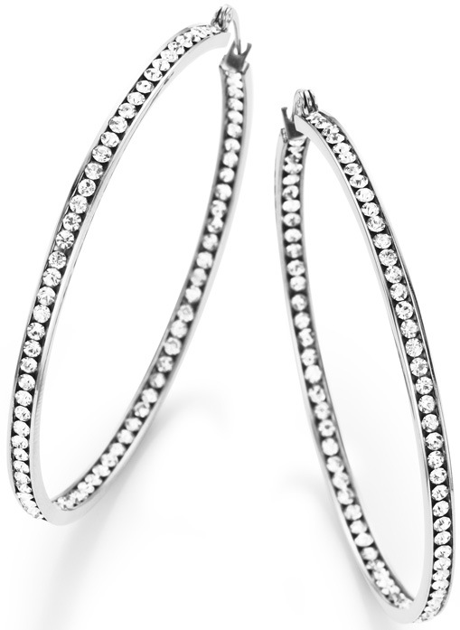 Image of Firetti Paar Creolen »zur Hälfte vorne und innen gefasst«, mit Kristallsteinen bei Ackermann Versand Schweiz