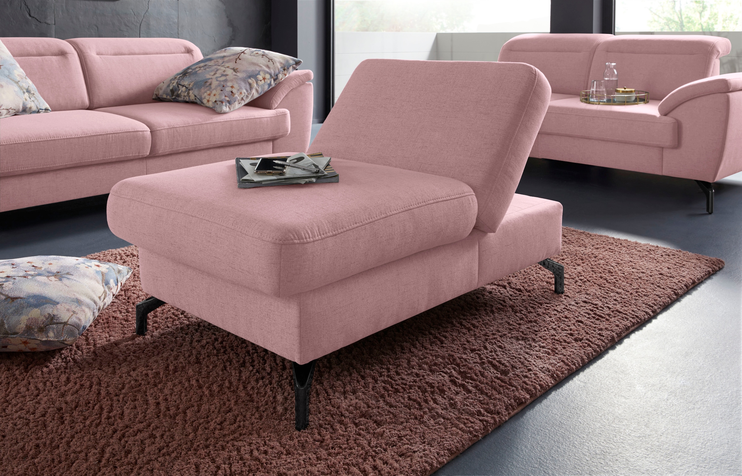 sit&more Hocker »Percy« Fusshöhe 15cm, mit Klappfunktion, wahlweise in 2 Fussfarben