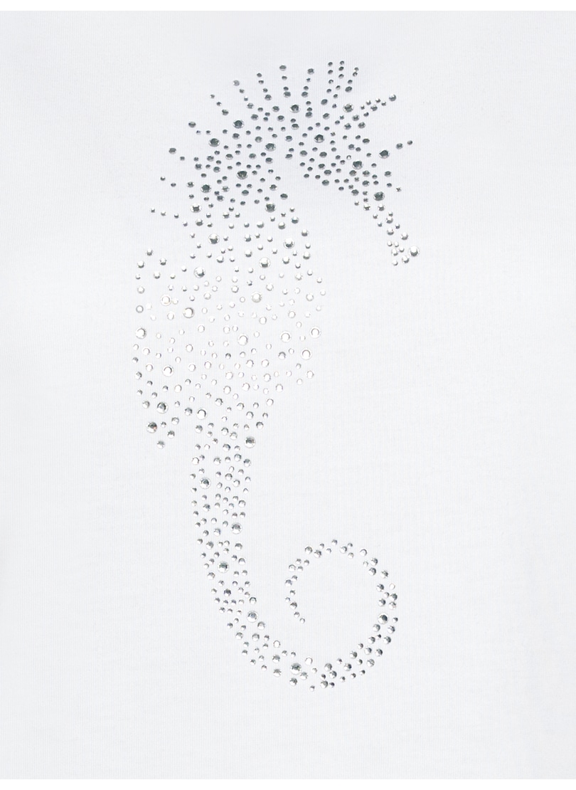 Trigema T-Shirt »TRIGEMA T-Shirt mit Seepferdchen-Print aus Strasssteinchen«, (1 tlg.)