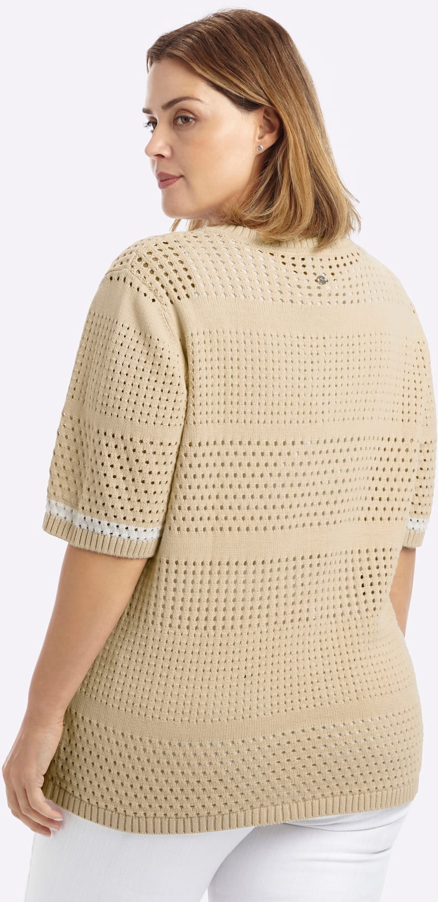 Sheego Pull en tricot »Halbarm-Pullover«