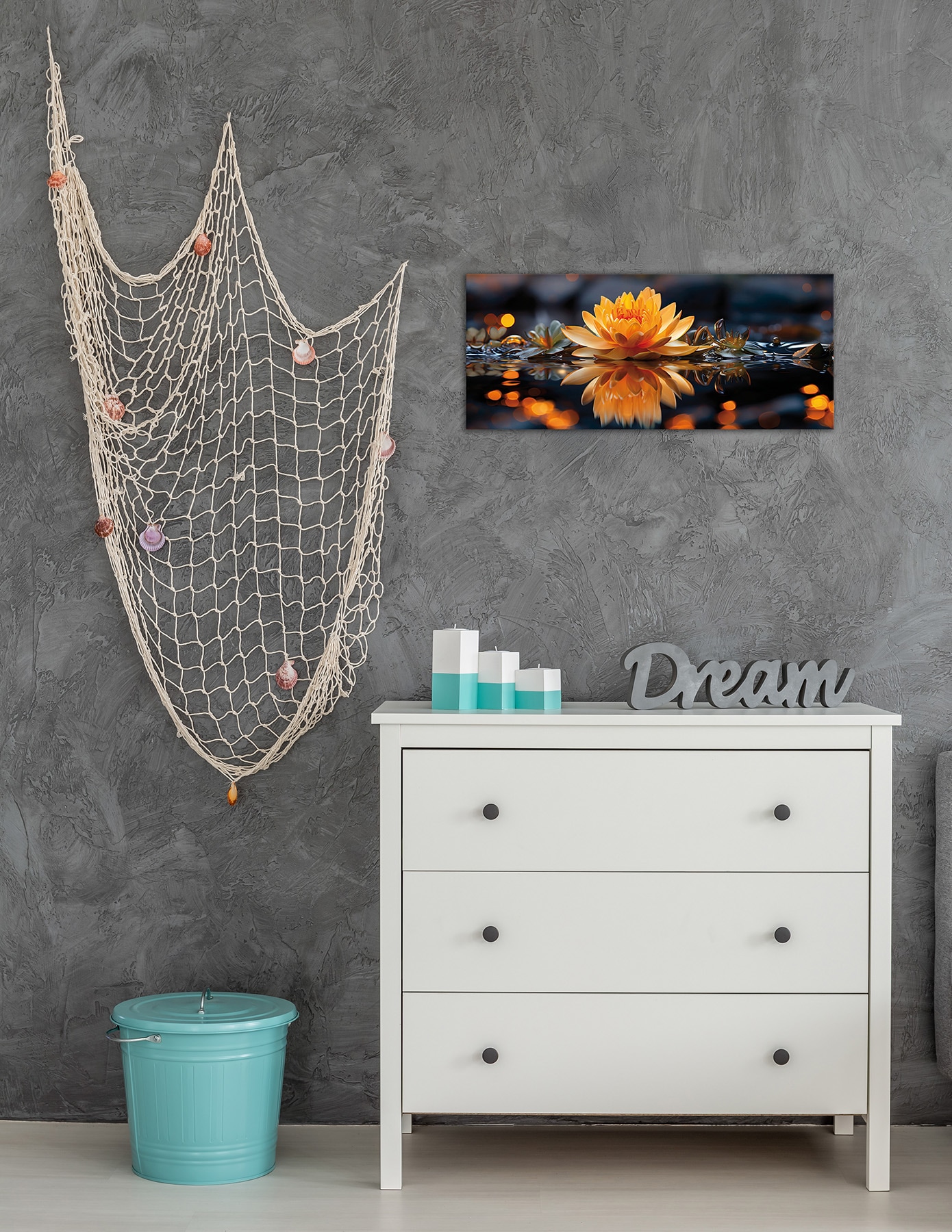 Bönninghoff Tableau sur toile »Wandbild LOTUSBLUME 33x70 cm – Leinwandbild Keilrahmen Deko modern« Fleurs | Images de fleurs | Images de plantes | Nature | Nature morte | Plantes 1 cuis tlg. tendu sur châssis