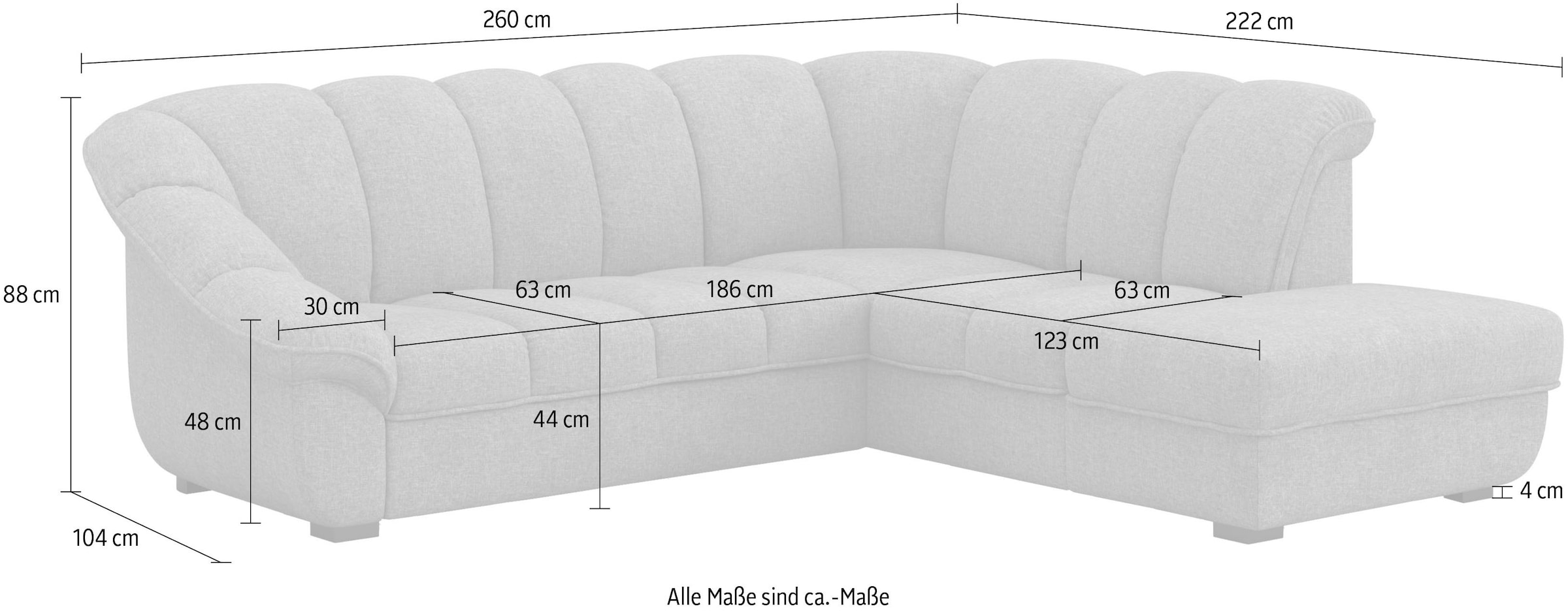 COTTA Canapé d'angle »Mado, Breite 260 cm« différents canapés combinables individuellement