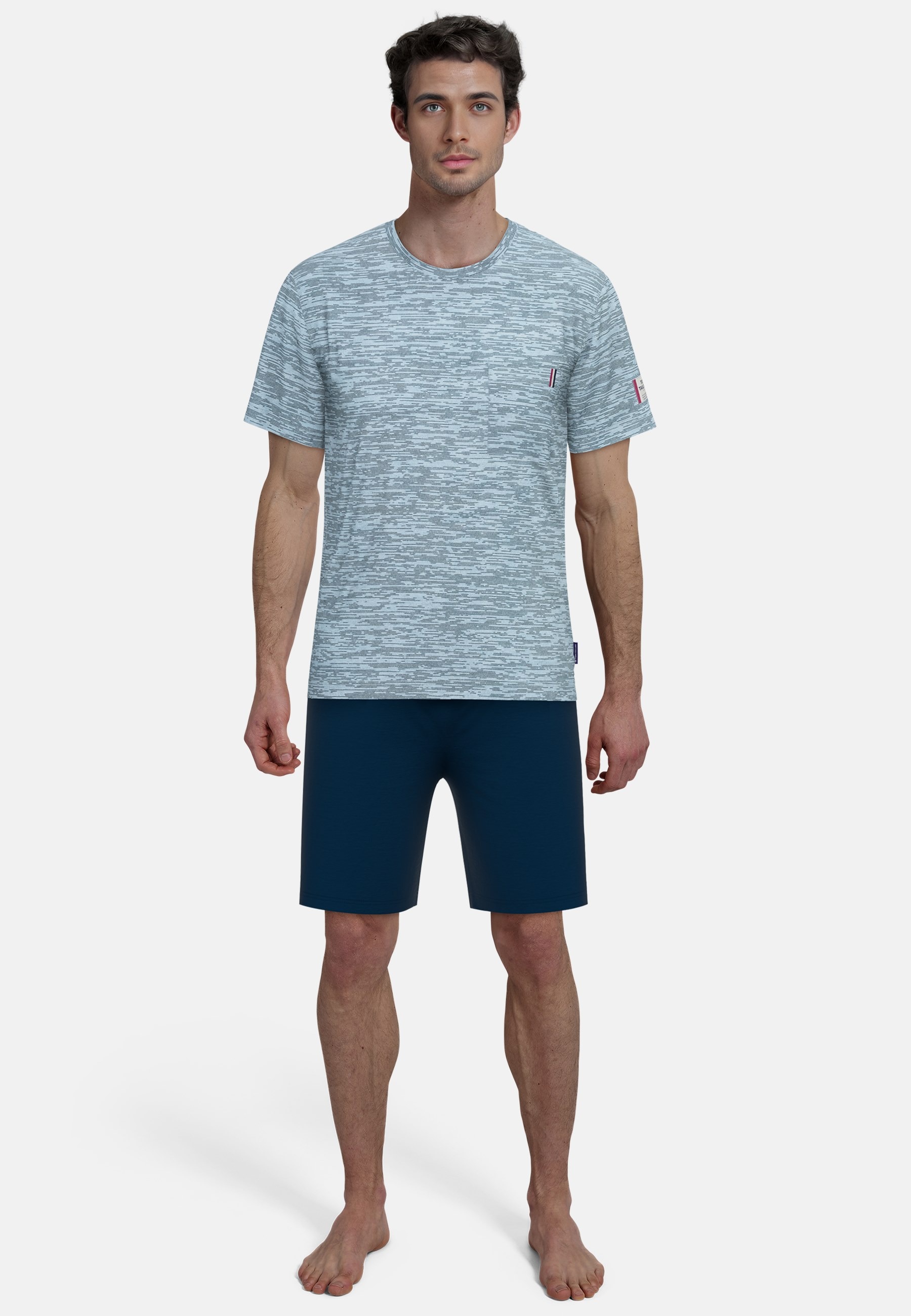 Image of TOM TAILOR Shorty "Kilkenny" 2 tlg. Mit Muster, Kurzarm, Rundhalsausschnitt, kurze Hose, Baumwollmix