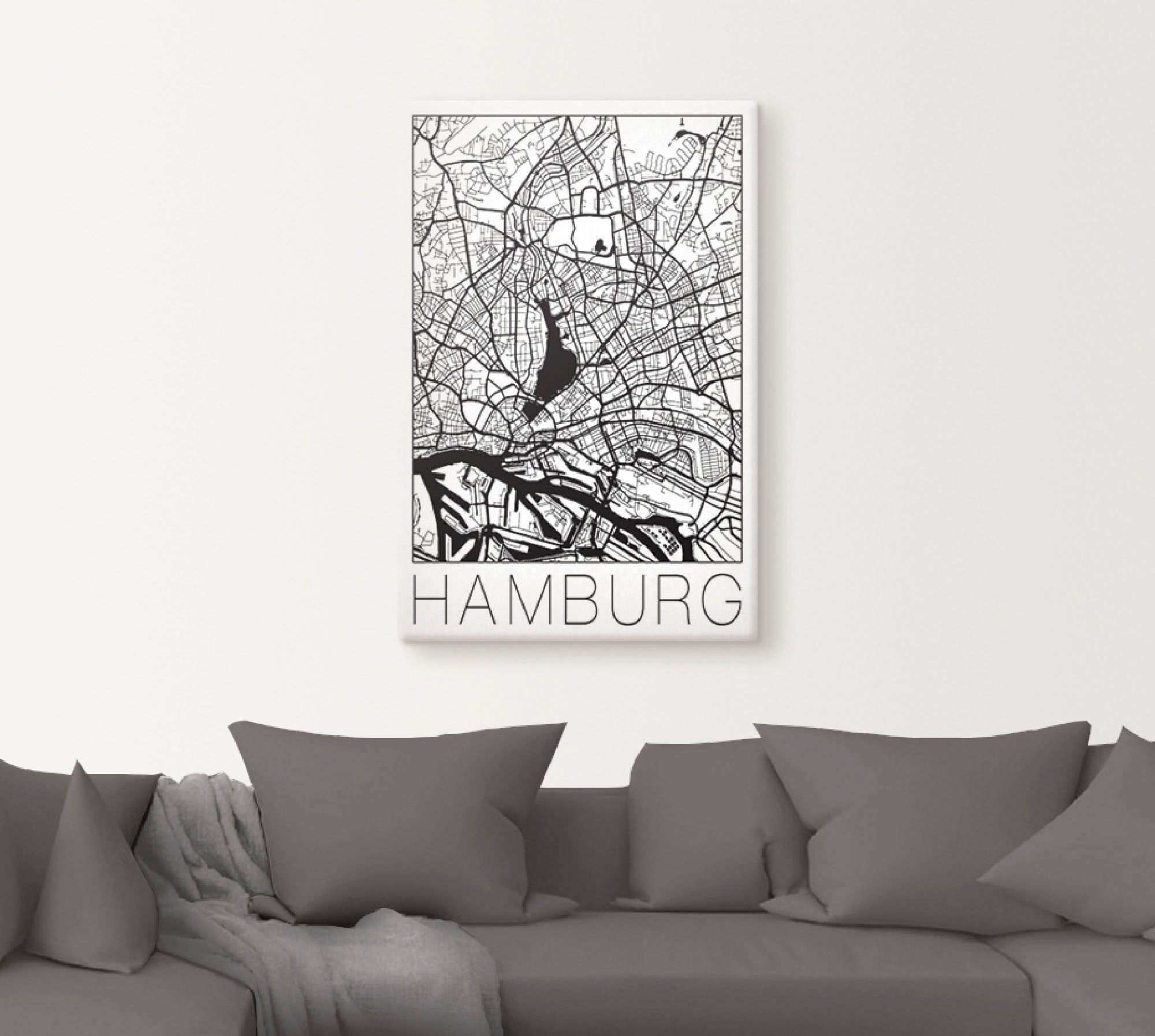 Artland Wandbild »Retro Karte Hamburg Deutschland« Deutschland 1 Stk. tlg. als Leinwandbild, Poster in verschied. Grössen
