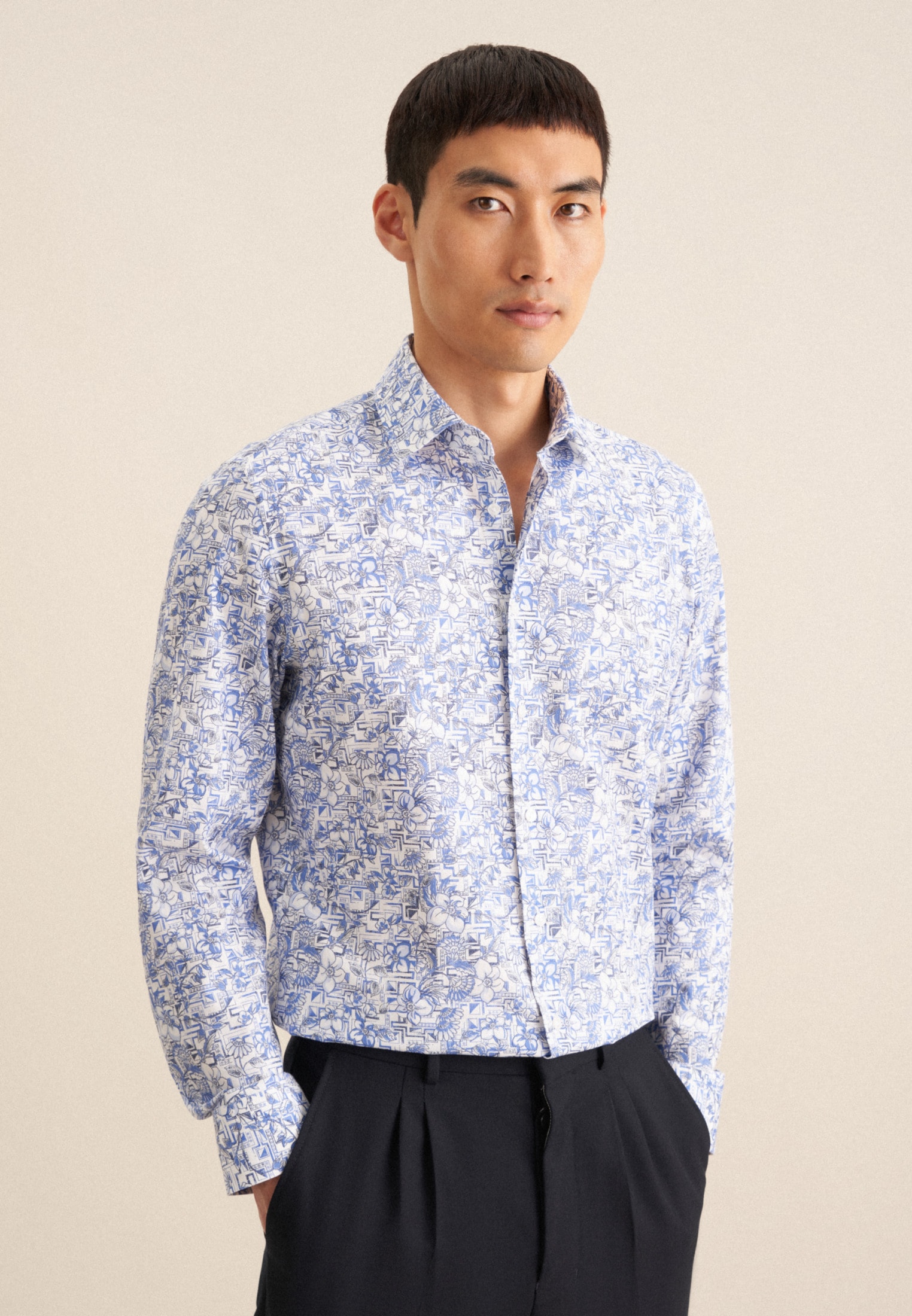 Image of seidensticker Businesshemd "Slim" Slim 1/1 Kentkragen Floral