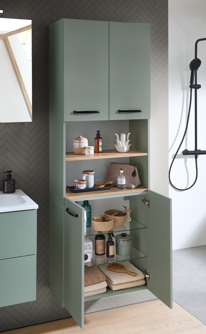 Saphir Armoire haute »Quickset 500, Badschrank 61,6 cm breit, 4 Türen« 4 étagères, 1 compartiment ouvert, armoire haute de salle de bain