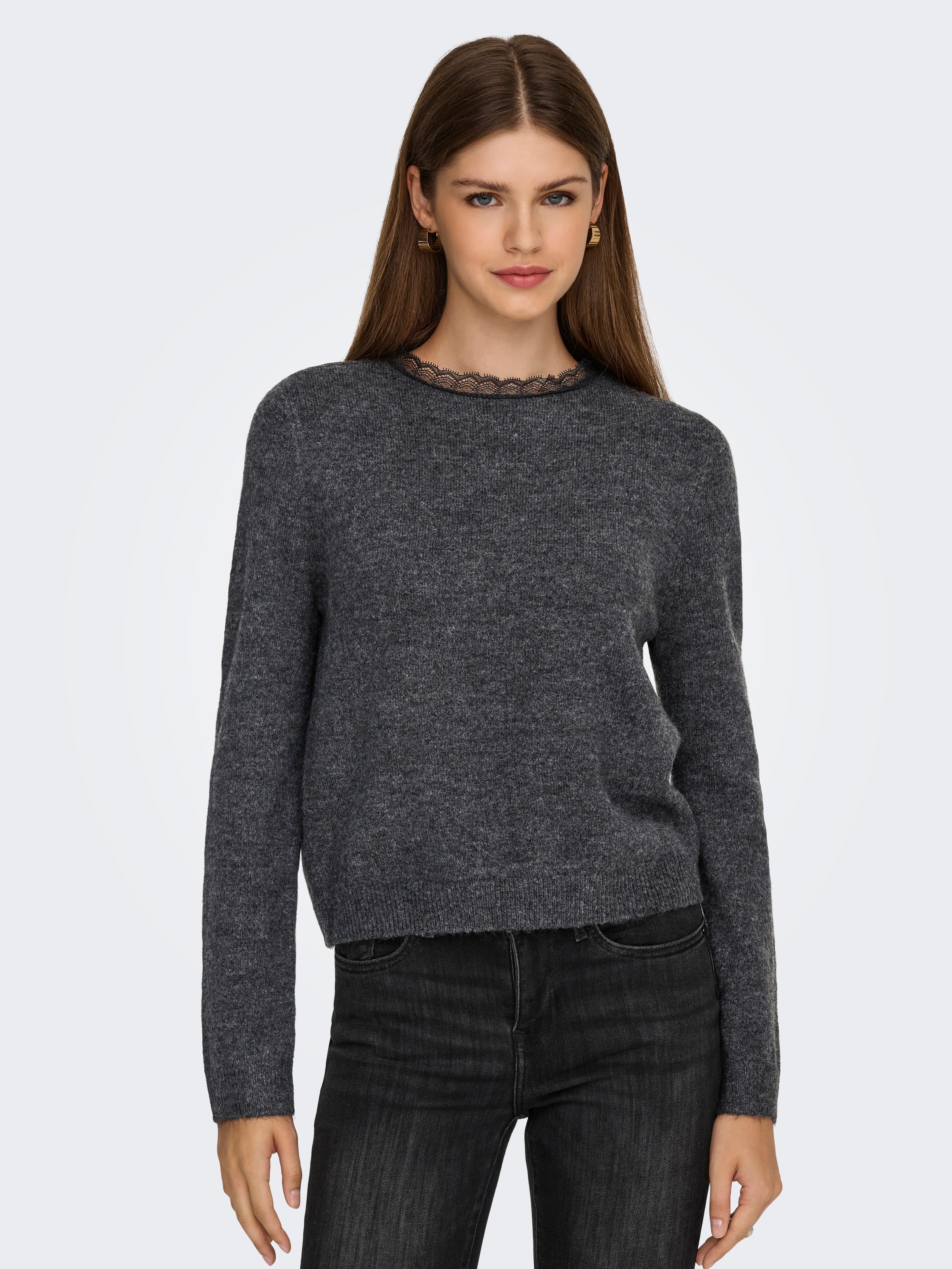 Image of ONLY Strickpullover "ONLTAMMY LS LACE MIX O-NECK BF KNT"