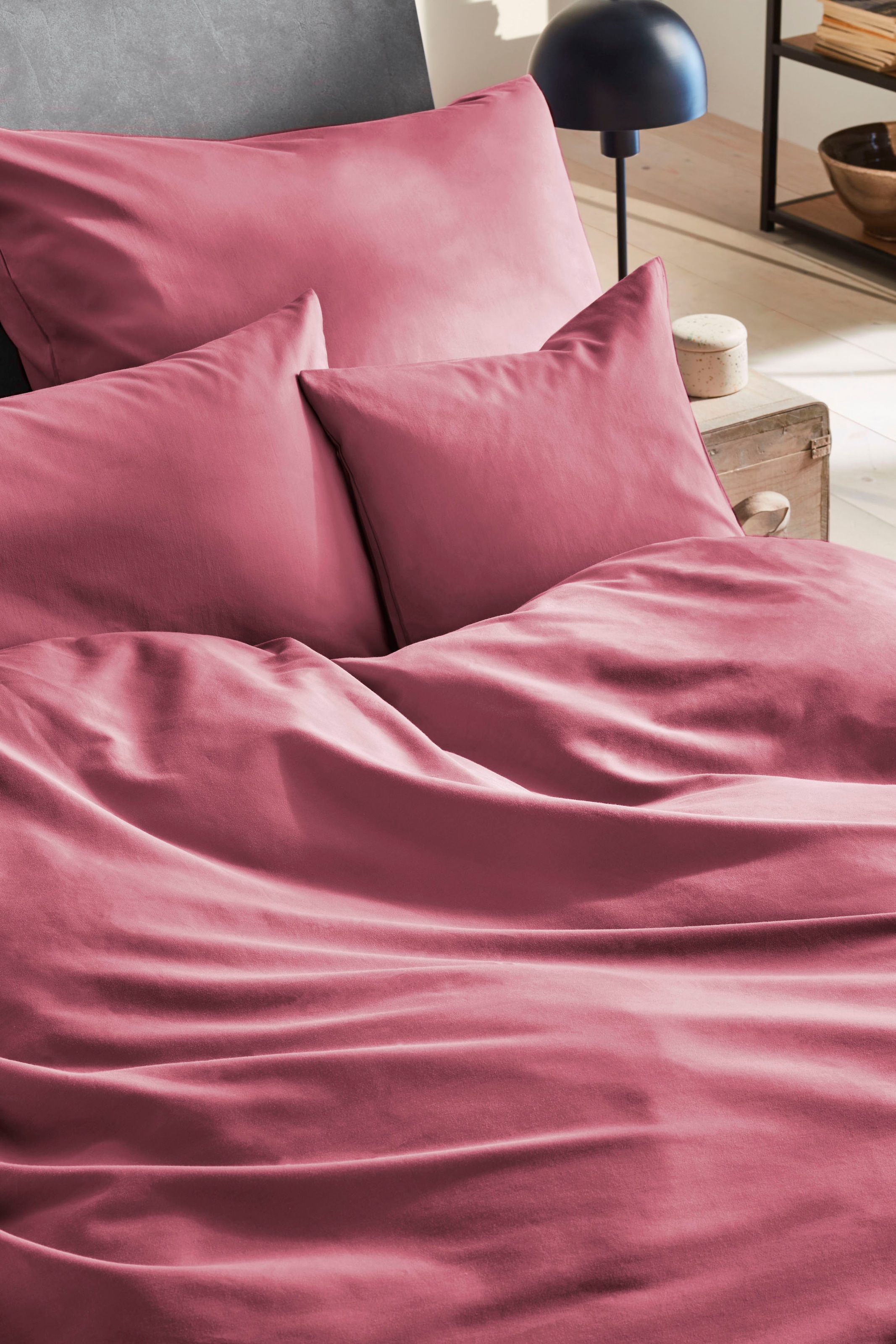 Primera Bettwäsche »Uni Luxus-Satin in Gr. 135x200, 155x220 oder 200x200 cm«, Bettwäsche aus Baumwolle, unifarbene Bettwäsche mit Reissverschluss