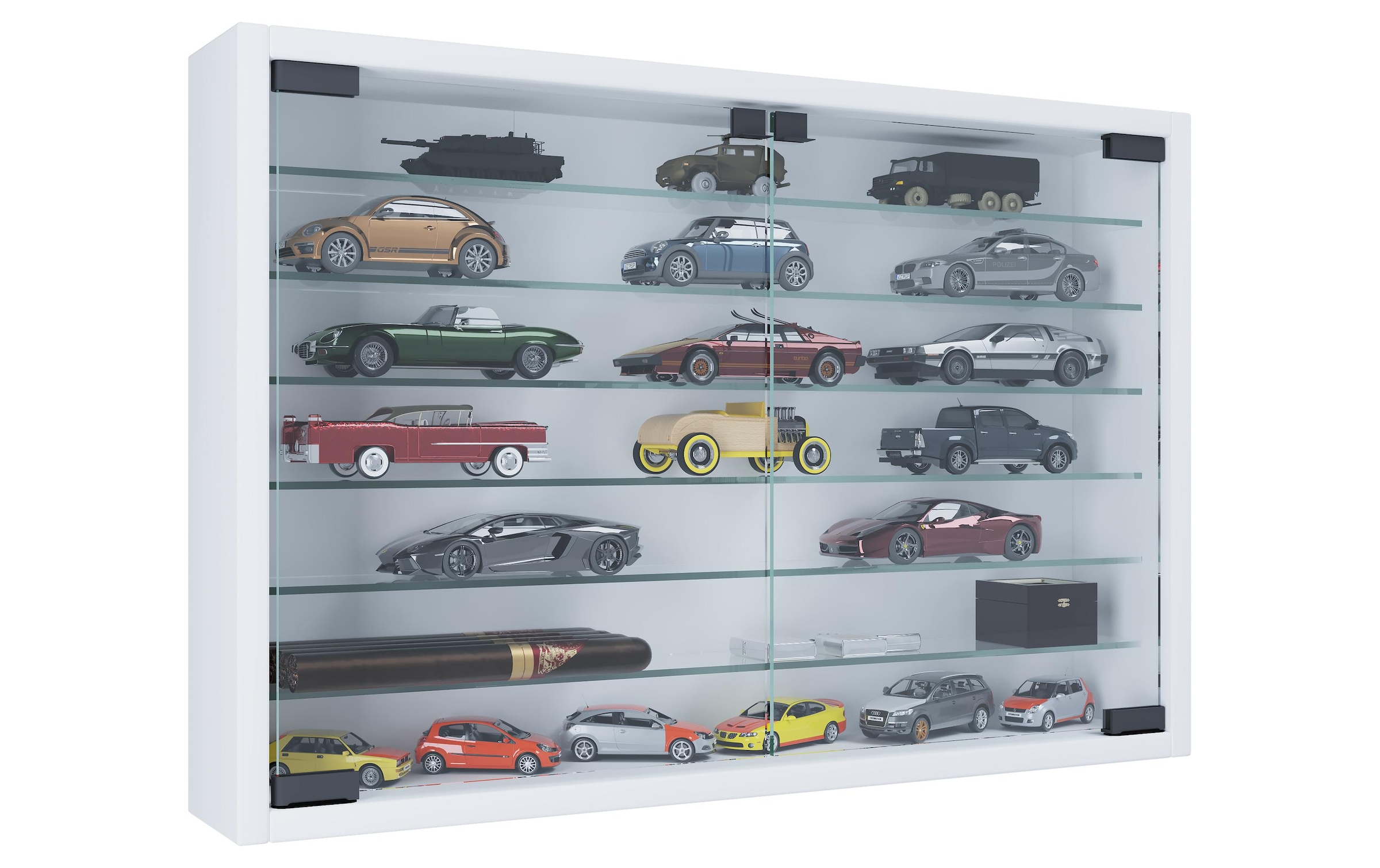 VCM Vitrine »Mandosa XL 60 x 40 cm« Wandvitrine mit 6 Glaseinlegeböden und 2 Türen aus Sicherheitsglas