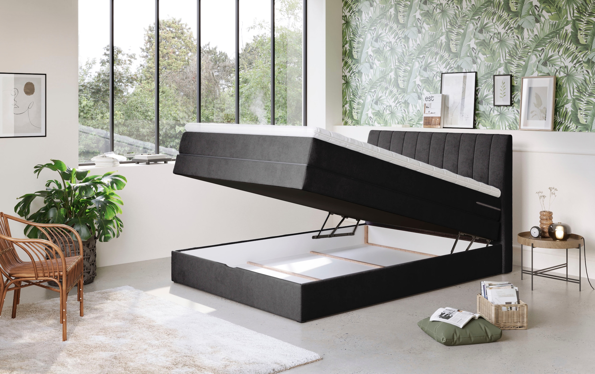 COTTA Lit boxspring »Shark inkl. Bettkasten und Topper« disponible en largeurs 140x200cm, 160x200cm et 180x200cm