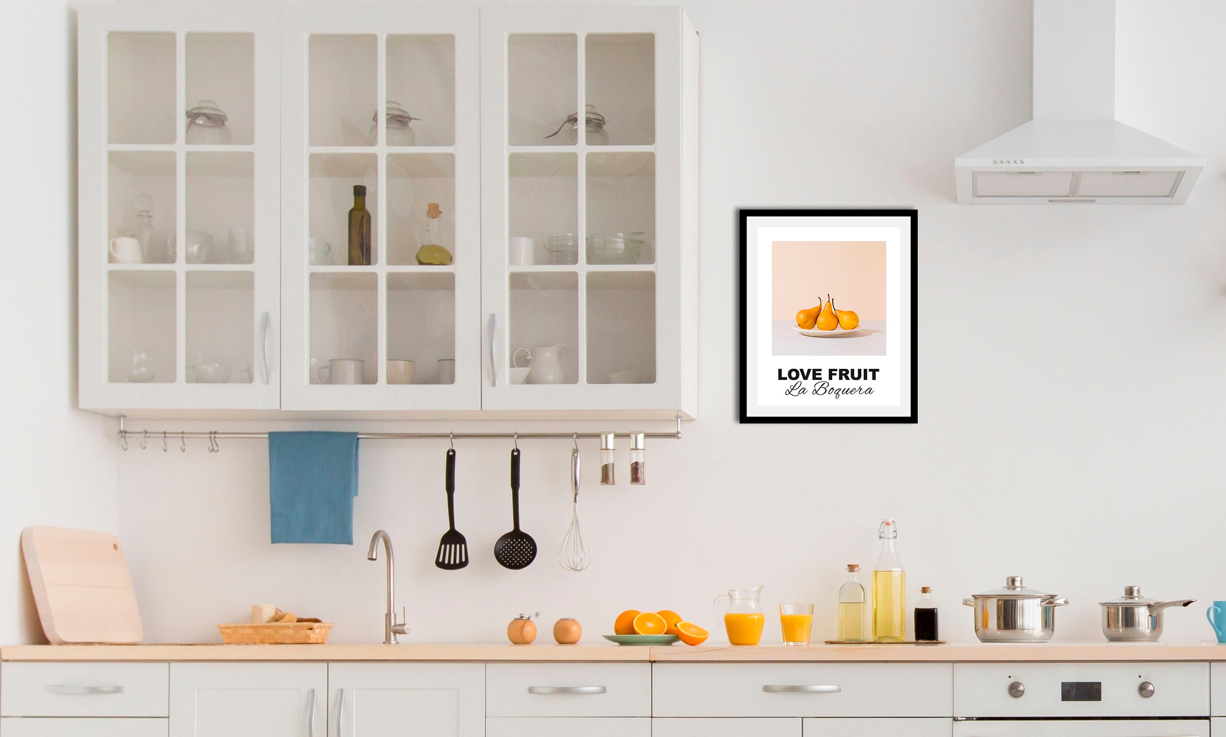 Image of queence Bild "Love Fruit" Art Kunst Obst Obst Bilder Schriftzug 1 Stk. tlg. gerahmt