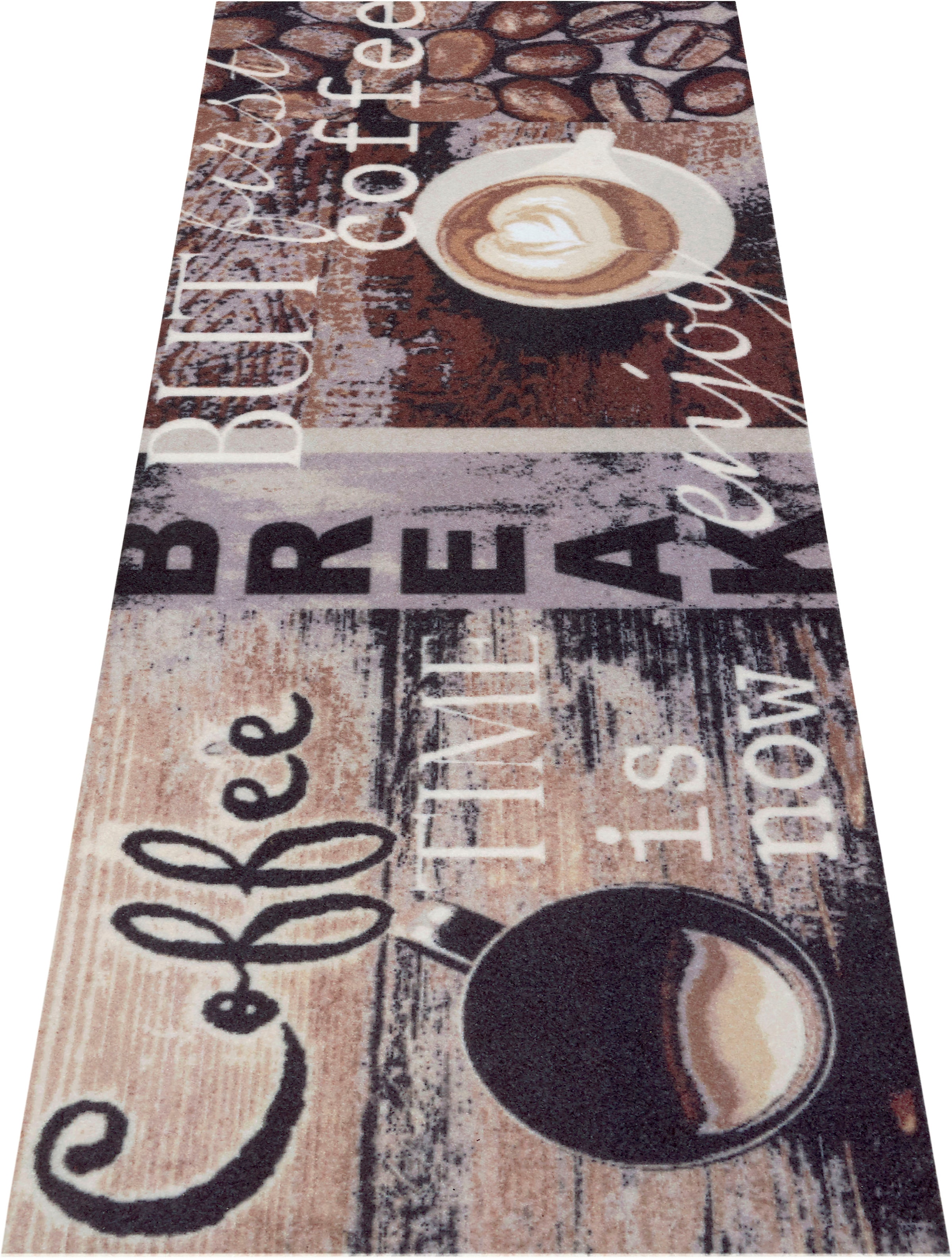 HANSE Home Küchenläufer »Enjoy Coffee Break«, rechteckig, 3 mm Höhe, Läufer, Rutschfest, Küchenteppich, Motiv Kaffee, Pflegeleicht