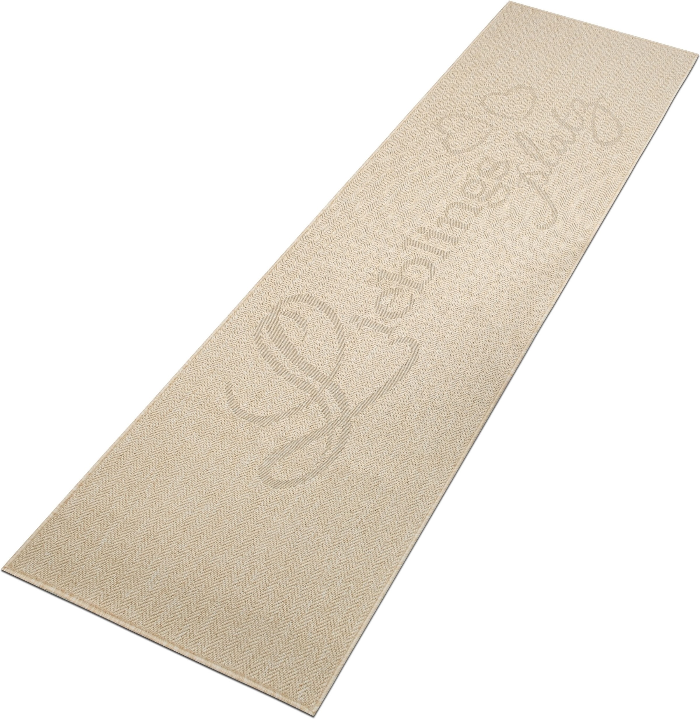 GOODproduct Läufer »Lieblingsplatz, mit Schriftzug, In- und Outdoor geeignet« rechteckig 5 mm Höhe Wetterfest, UV-beständig, Küchenläufer, Camping, Balkon