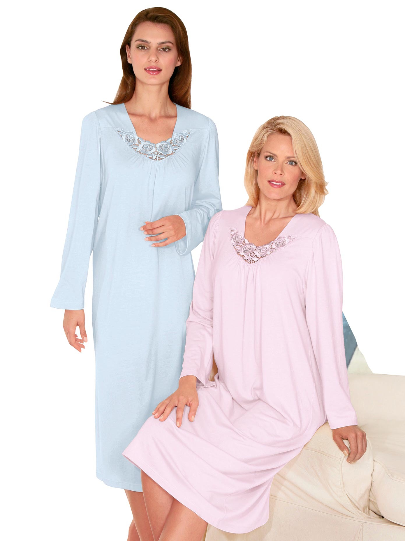 Nachthemden, Ascafa, kurz- oder langarm (2 Stck.)
