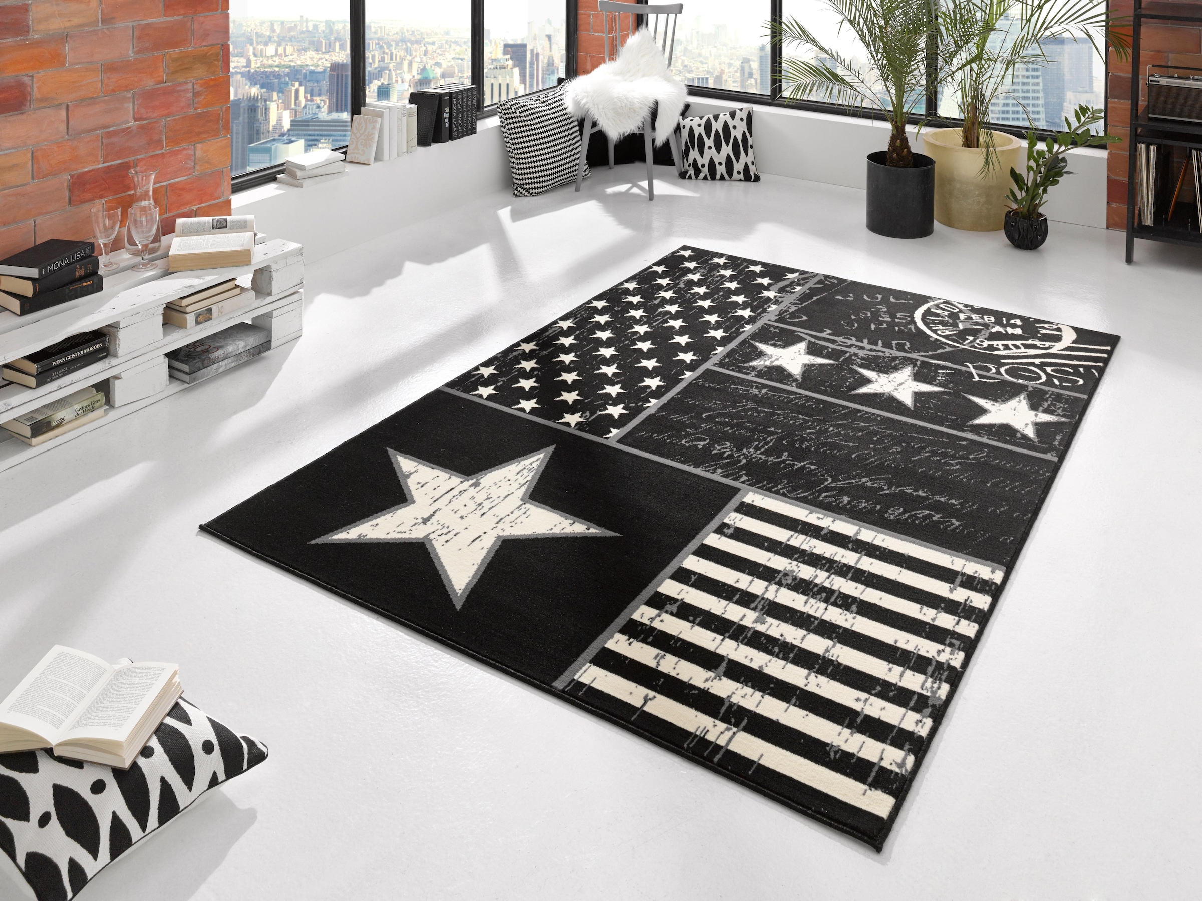 HANSE Home Teppich »Patchwork Stars«, rechteckig, 9 mm Höhe, Kurzflor, Sterne Design, Robust, Pflegeleicht, Gekettelt