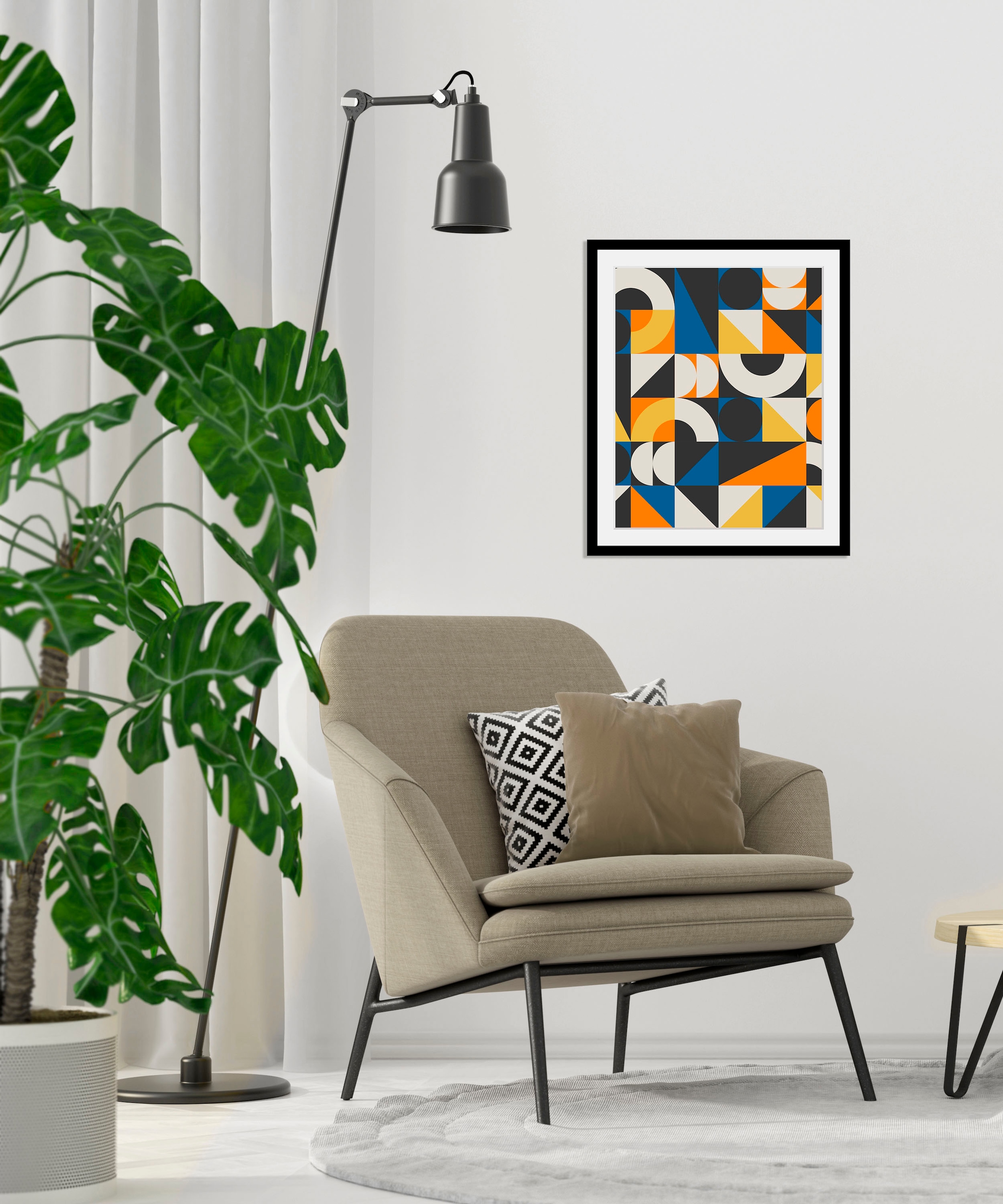 Image of queence Bild "Adrian" Abstrakt Figuren Kunst Zeichen 1 Stk. tlg. HD Premium Poster-Druck inkl. Holzrahmen