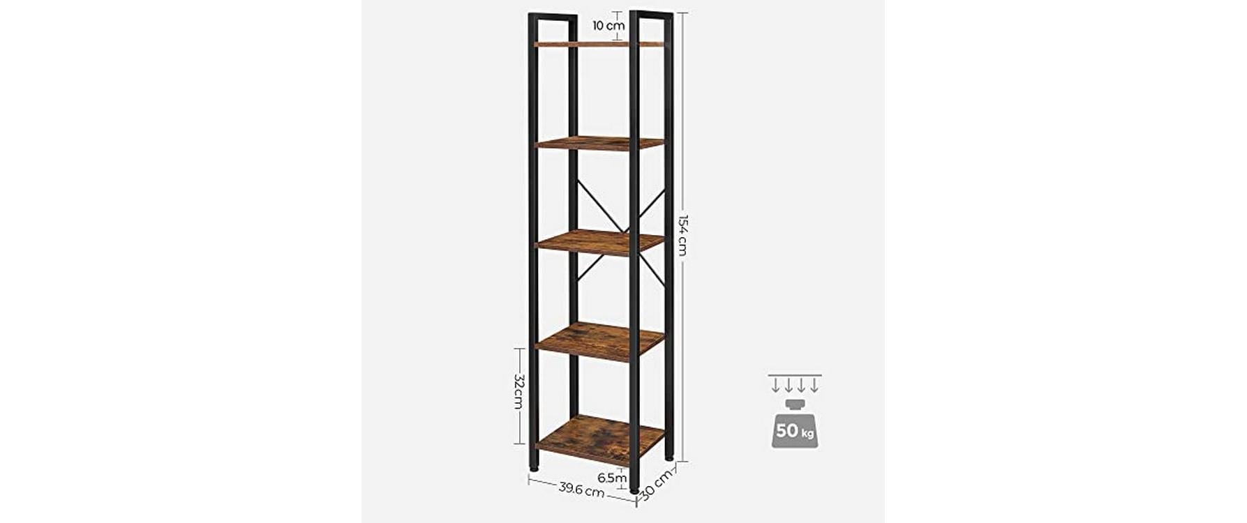 VASAGLE Regal »40 x 30 x 146 cm, Braun/Schwarz«