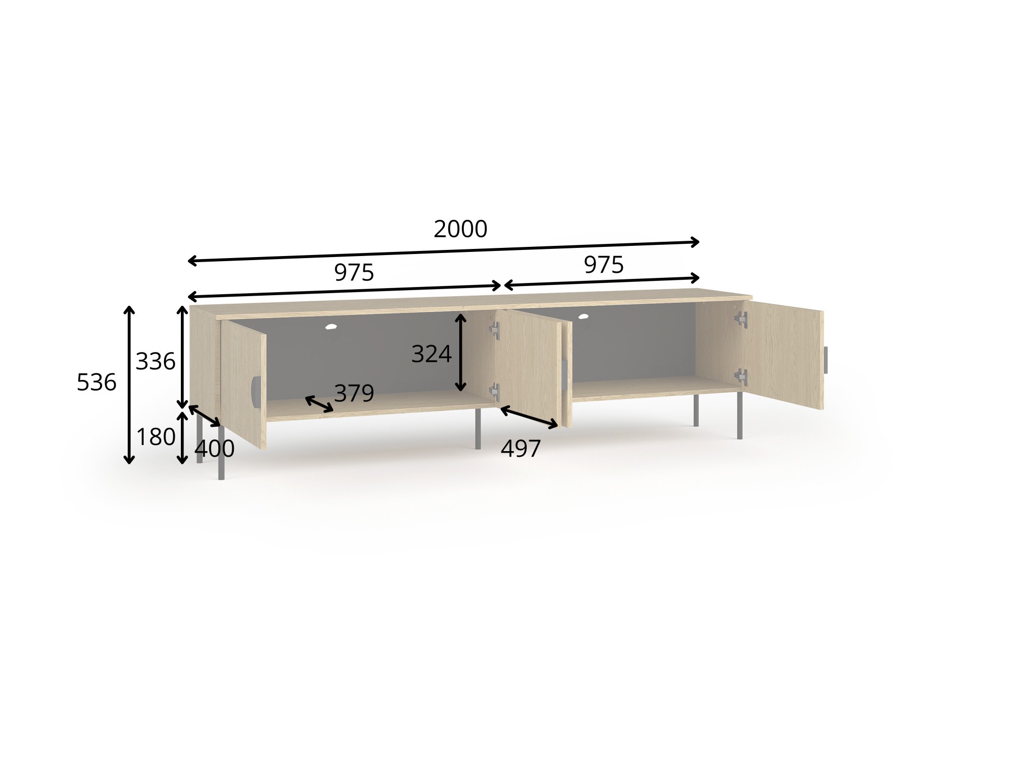 Home affaire Lowboard »BELLOT TV-Schrank mit 2 Türen, Masse B/T/H: 160/40/53,6 cm«, (1 St.), schwarze Farbe, mit holzähnlicher Struktur