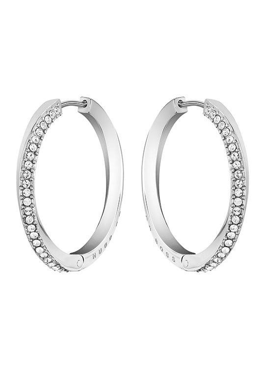 Image of BOSS Paar Creolen »SIGNATURE, 1580162«, mit Kristallen bei Ackermann Versand Schweiz