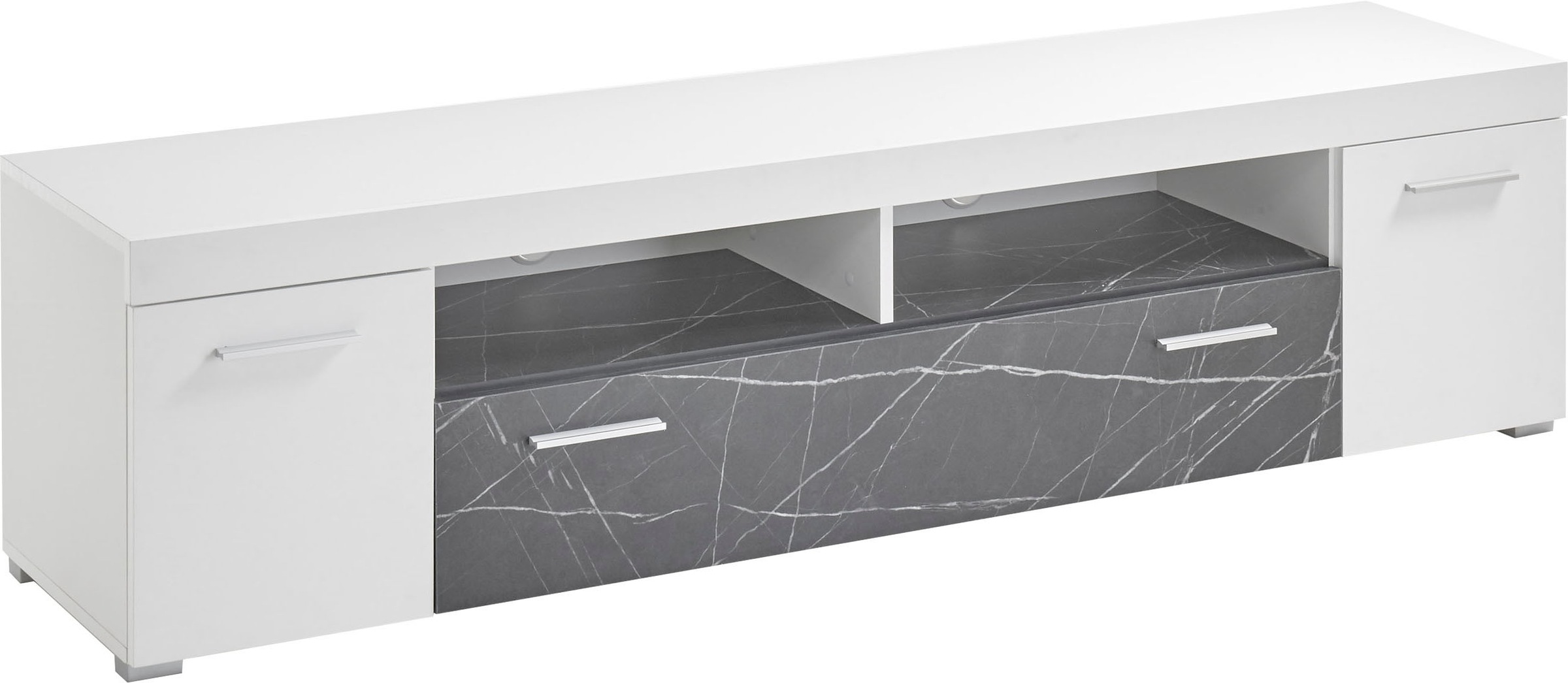 Image of Premium collection by Home affaire Lowboard »Madrid«, mit edlen Marmor Dekor und silberfarbenen Metalleisten, in zwei unterschiedlichen Breiten erhältlich bei Ackermann Versand Schweiz