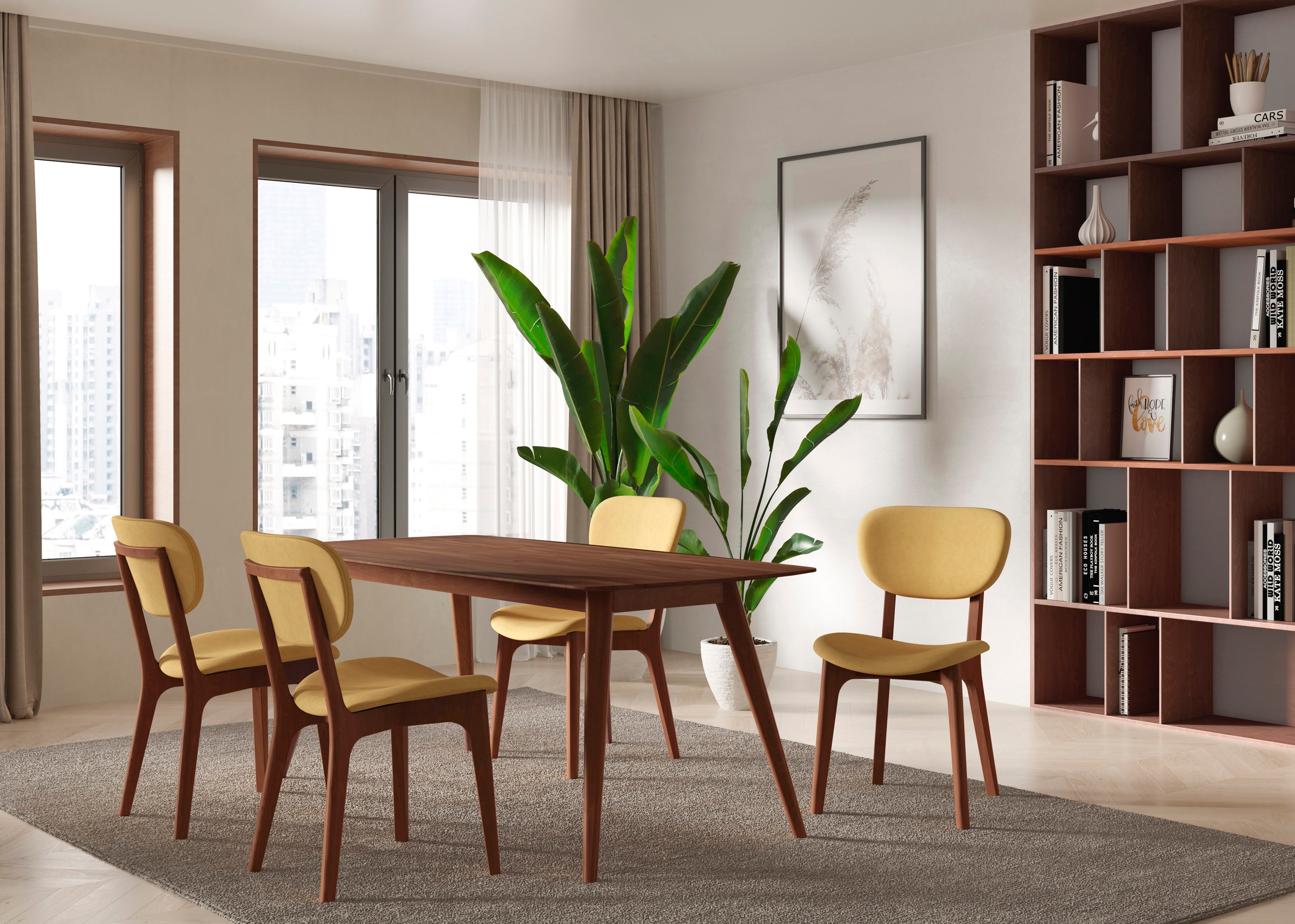 Home affaire Chaise »COZY Made in Italy« (Set) 2 cuisGestell in Buche, Kirsch- oder Nussbaum, Massivholz, Design Stuhl