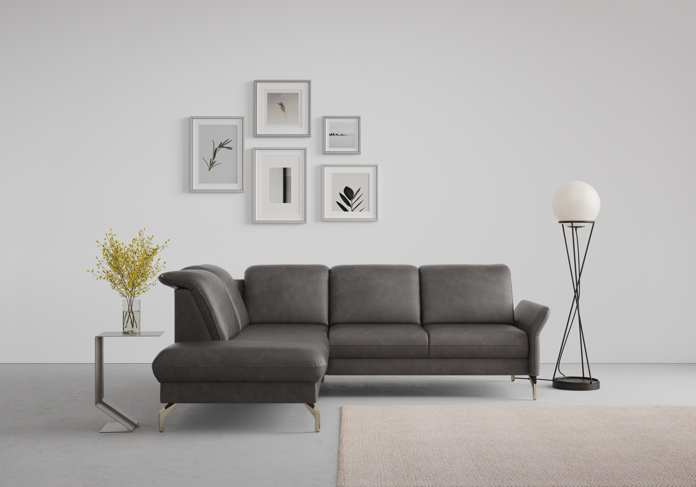 sit&more Ecksofa »Fashion L-Form«, wahlweise mit Kopfteilverstellung, Vorziehsitz, motorisch, Nickelfüsse