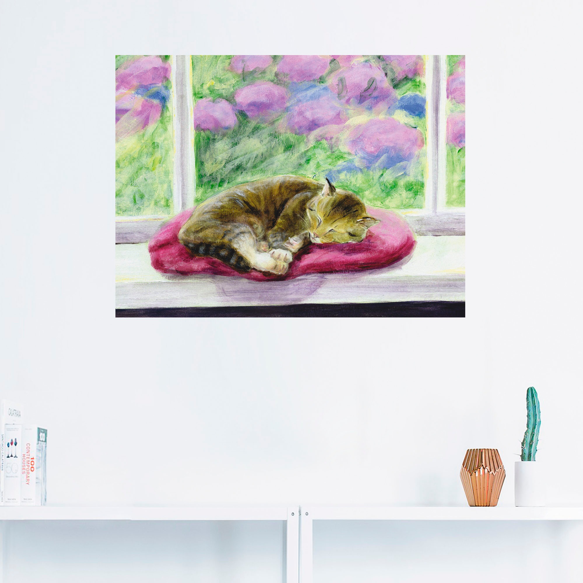 Artland Wandbild »Katze auf Gartenfensterbank«, Haustiere, (1 St.), als Poster, Wandaufkleber in verschied. Grössen