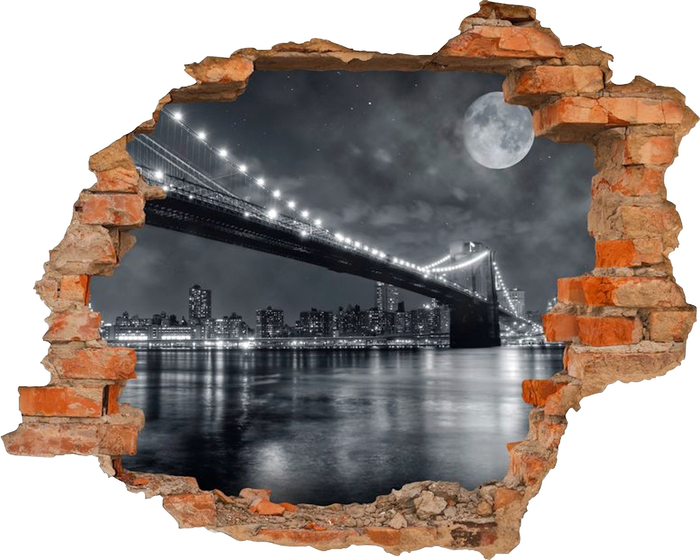 Image of Conni Oberkircher´s Wandsticker »Manhattan bei Nacht«, selbstklebend, Skyline, Brücke, Nacht bei Ackermann Versand Schweiz