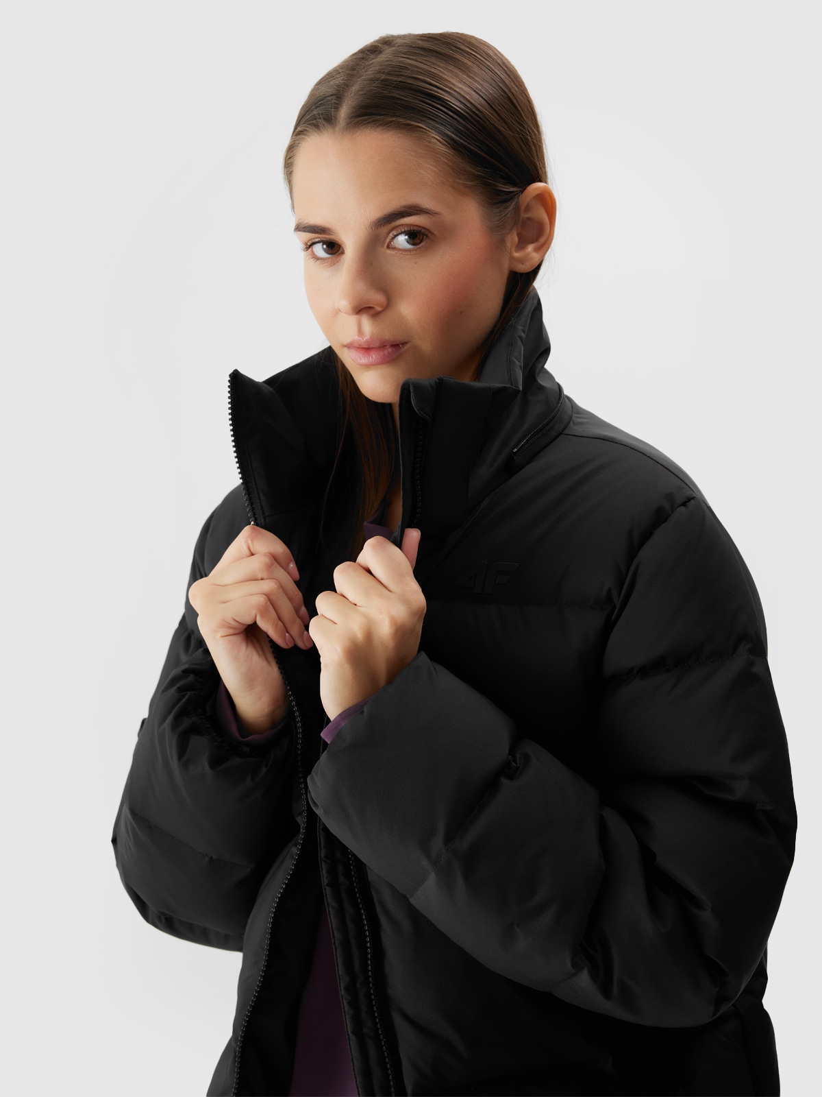 4F Daunenjacke, mit Kapuze, Winterjacke