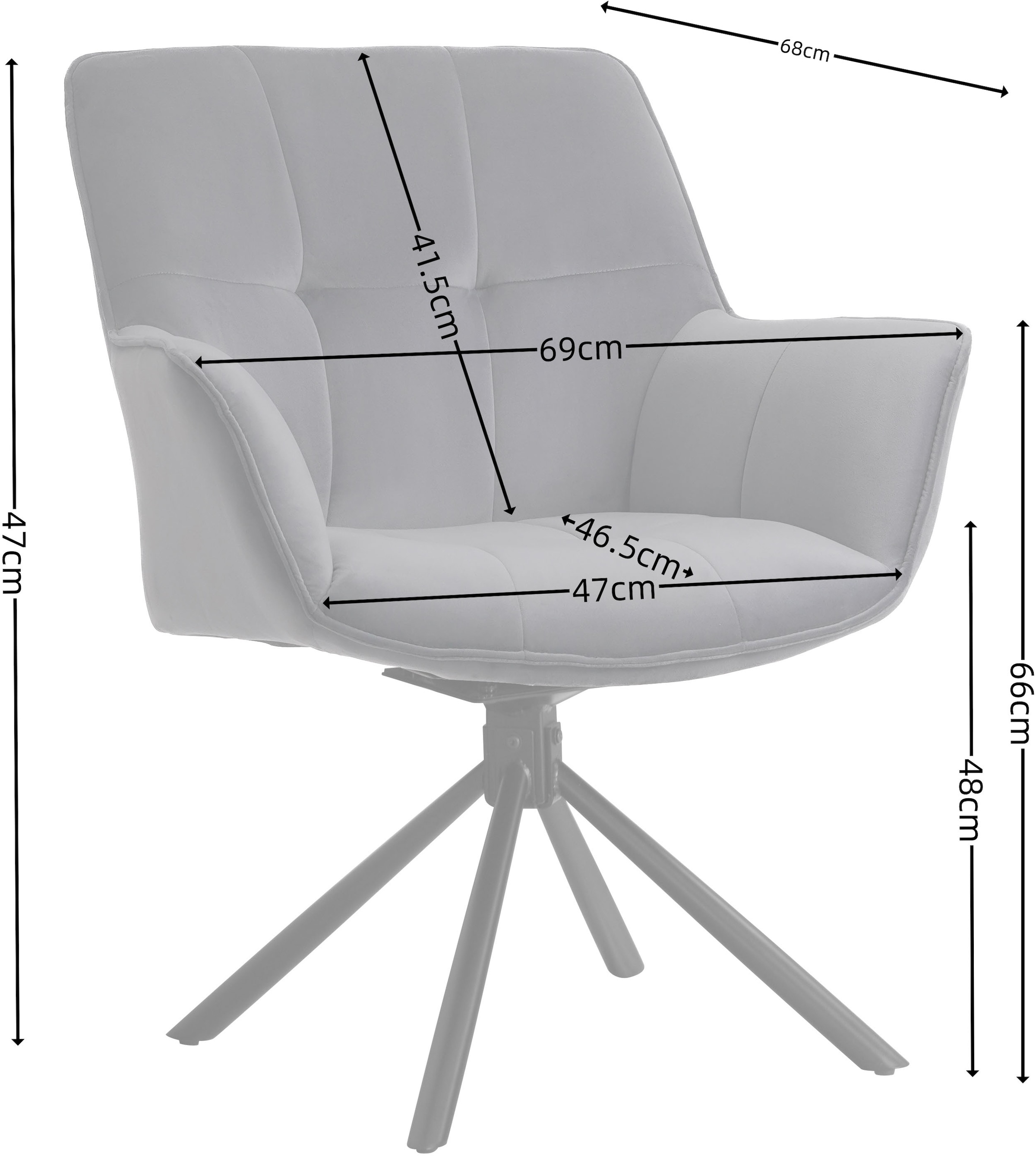 GOODproduct Chaise pivotante »Lika« () lot de 2, fonction rotation 360 degrés, rembourrage en velours