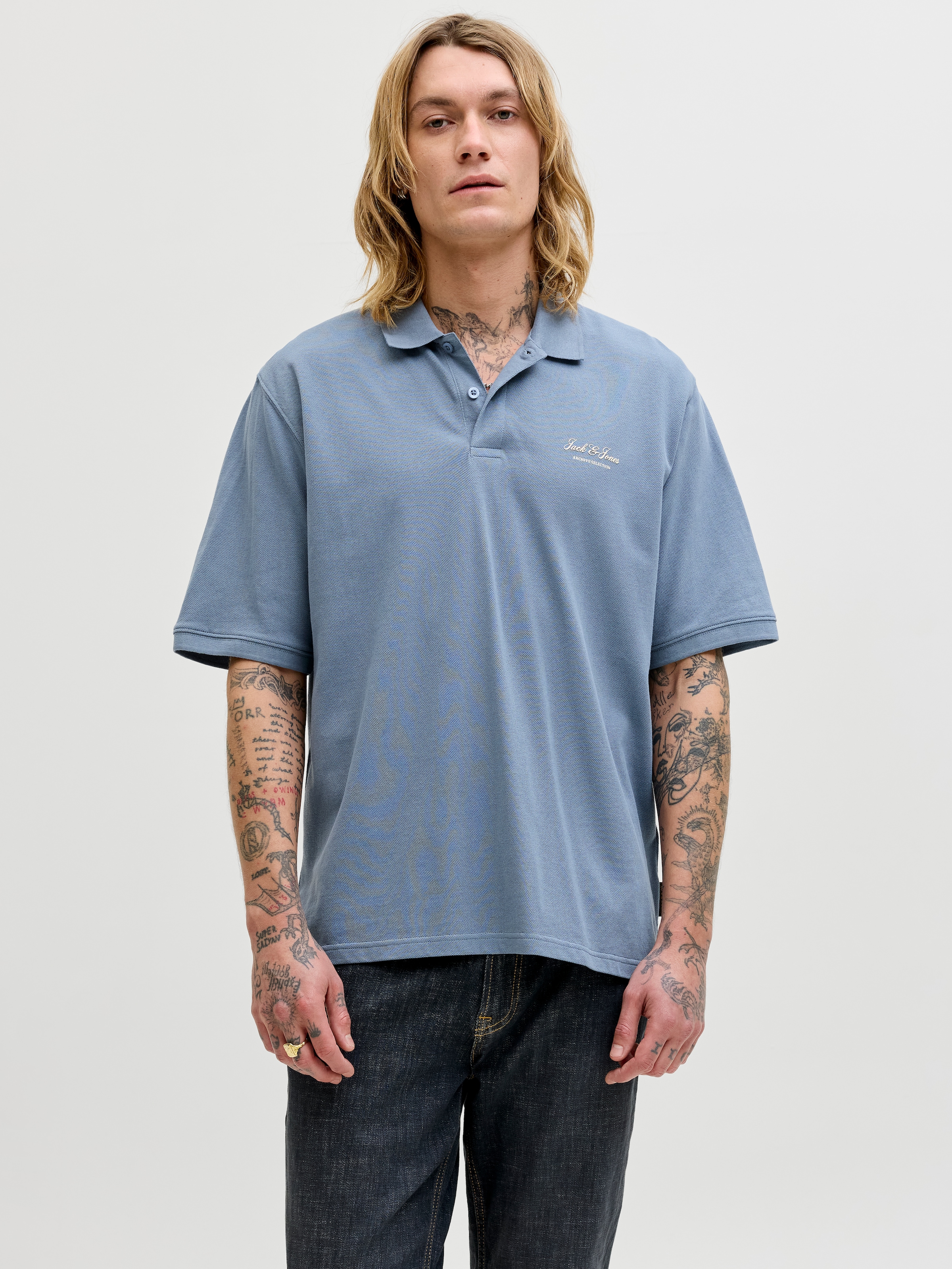 Image of Jack & Jones Poloshirt "JJEARCHIVE GRAPHIC POLO SS LN" mit Polokragen