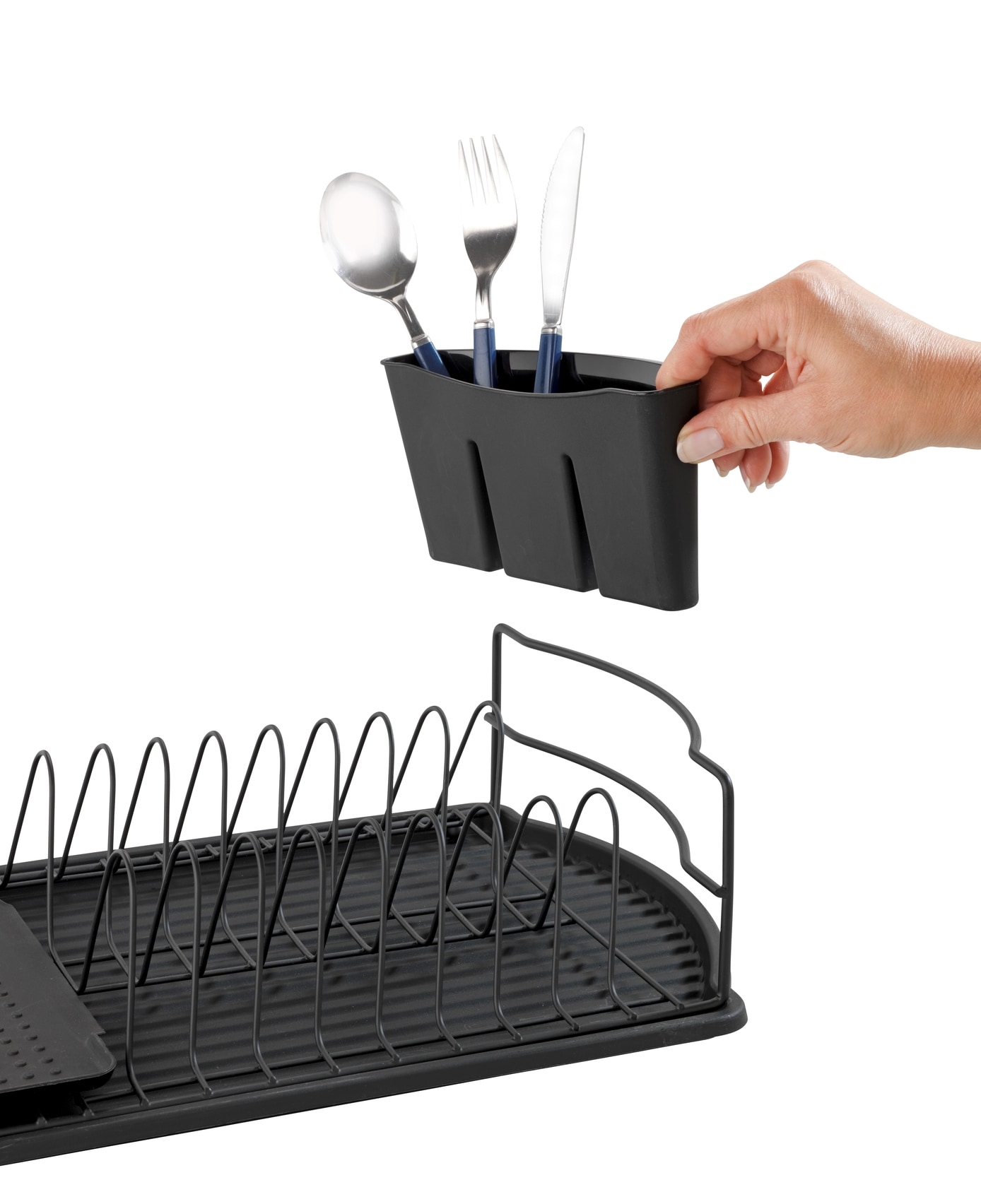 WENKO Trockenständer »Modell Basic« Abtropfgestell für Geschirr mit Besteckkorb, Metall/Kunststoff
