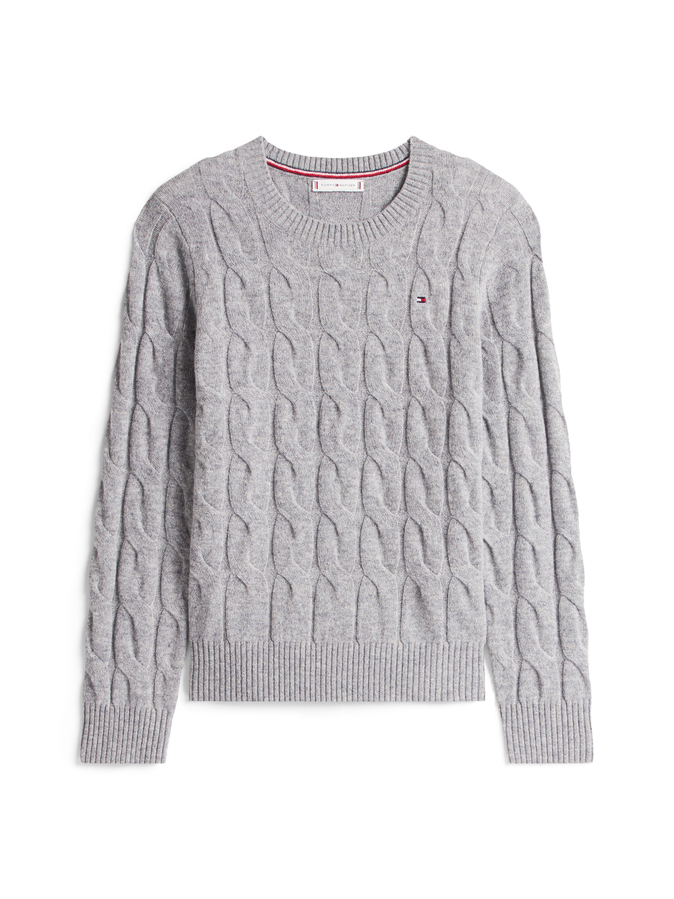 Tommy Hilfiger Strickpullover »SOFT WOOL CABLE C-NK« mit Zopfmuster, aus reiner Wolle