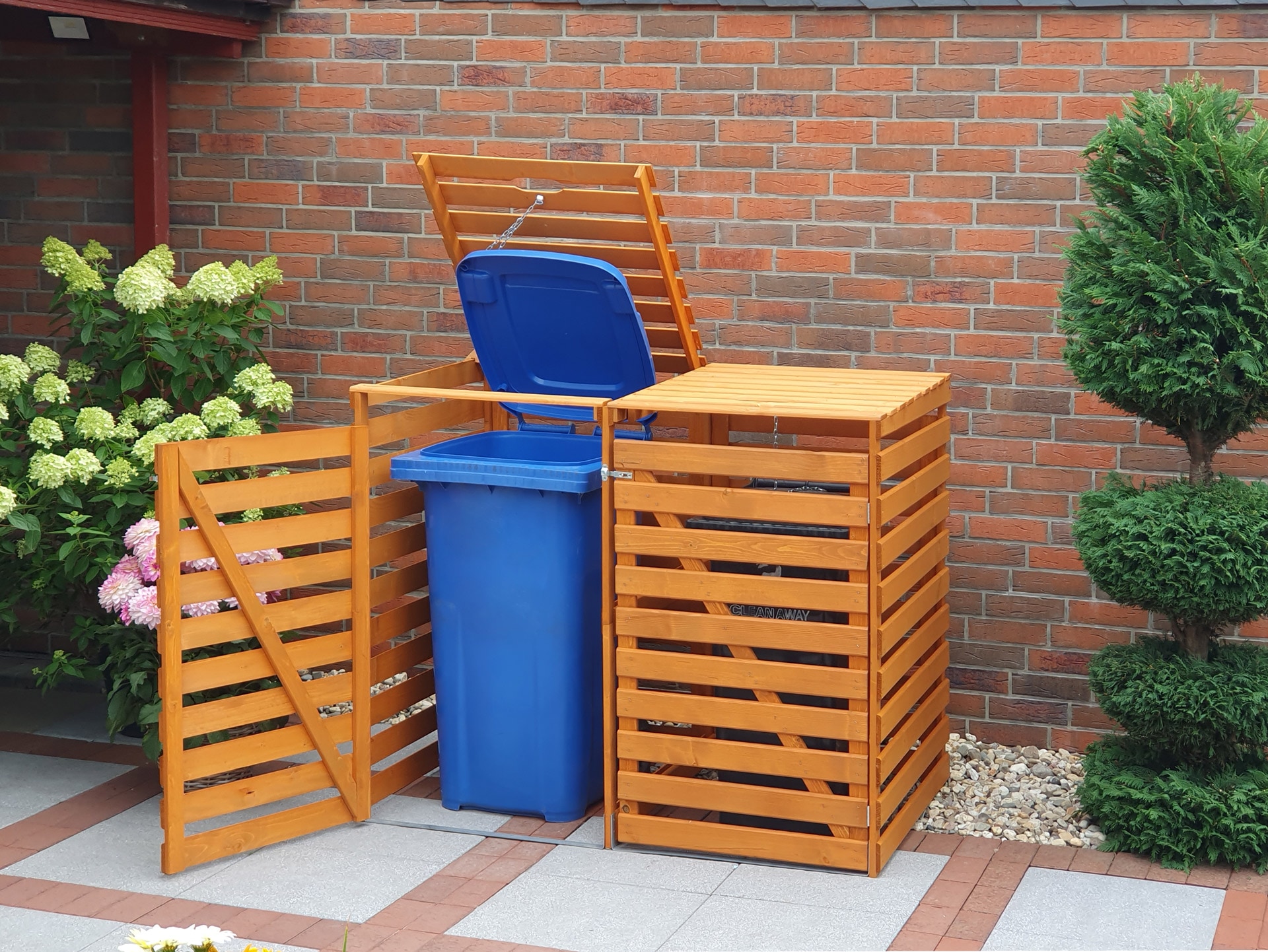 promadino Coffre à poubelles »Vario V« pour 2 x 240 l, brun