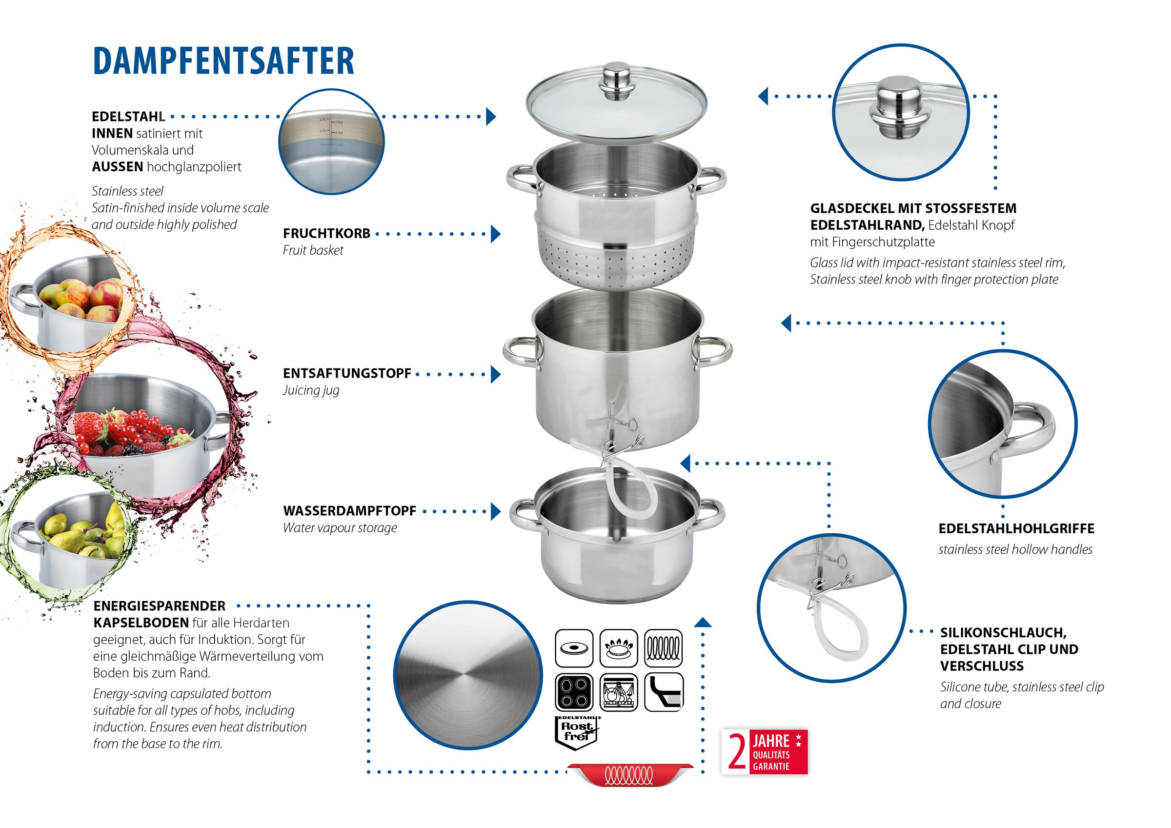   Einkochtopf »Entsafter Galactica« Edelstahl