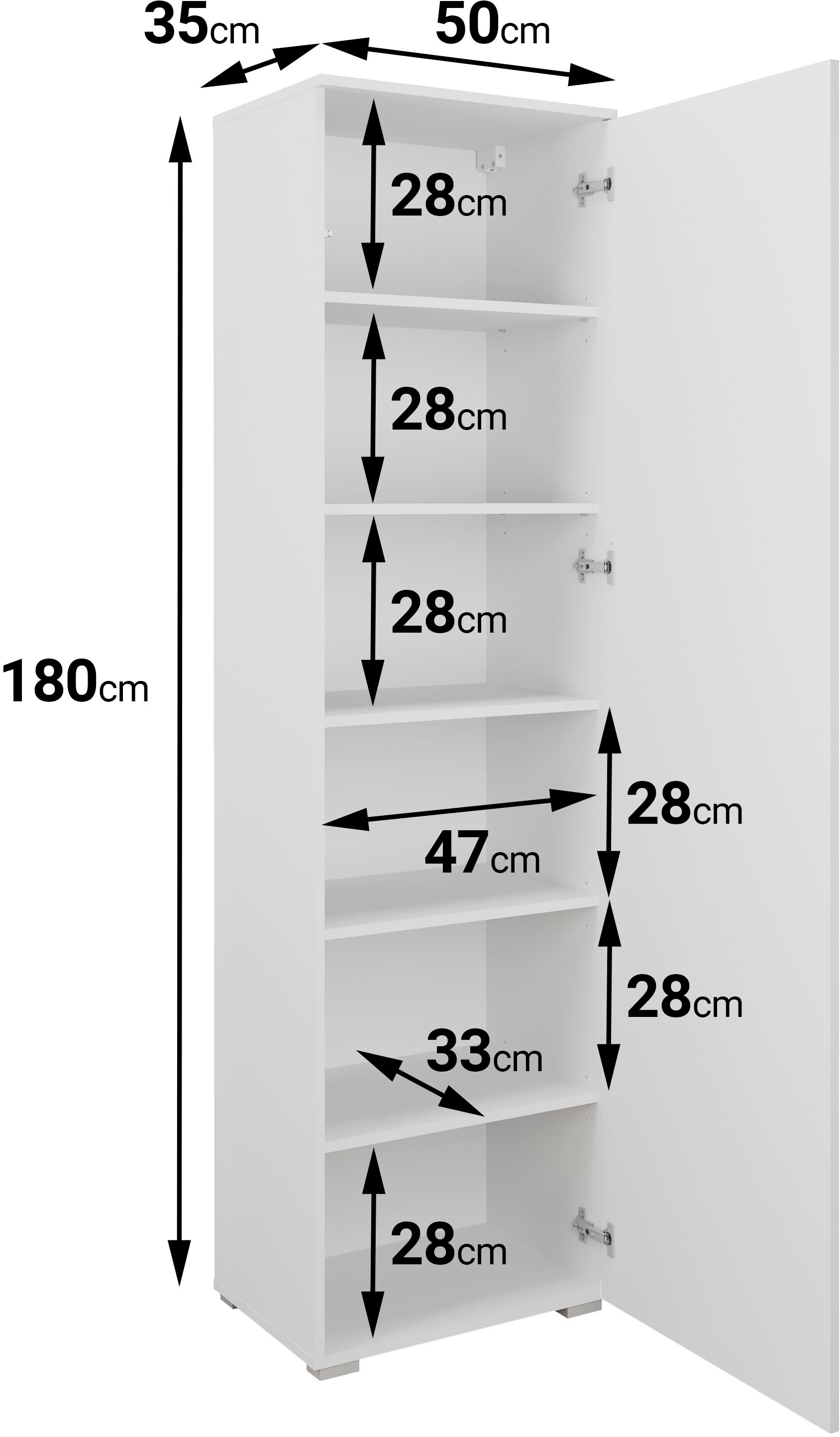 GOODproduct Schuhschrank »Paris, stehend oder hängend montierbar, Türanschlag wechselbar« moderne Garderobenschrank Höhe 180cm, 6 geräumiger Fächer