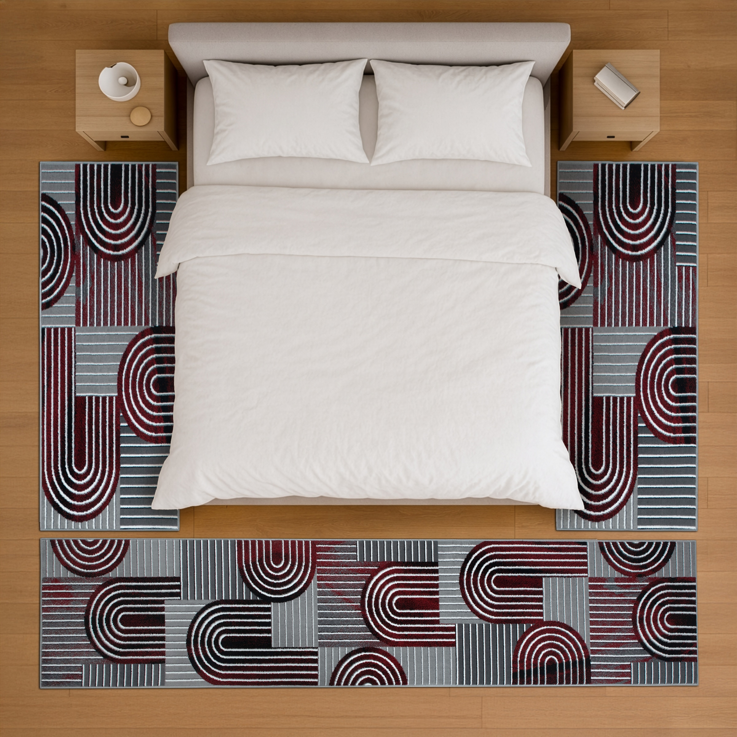 GOODproduct Bordure de lit »Lyssandra« Höhe 8 mm 3 pièces tlg. 3D-Effekt, softer Kurzflor, pflegeleicht, leichter Glanz, Scandi-Look