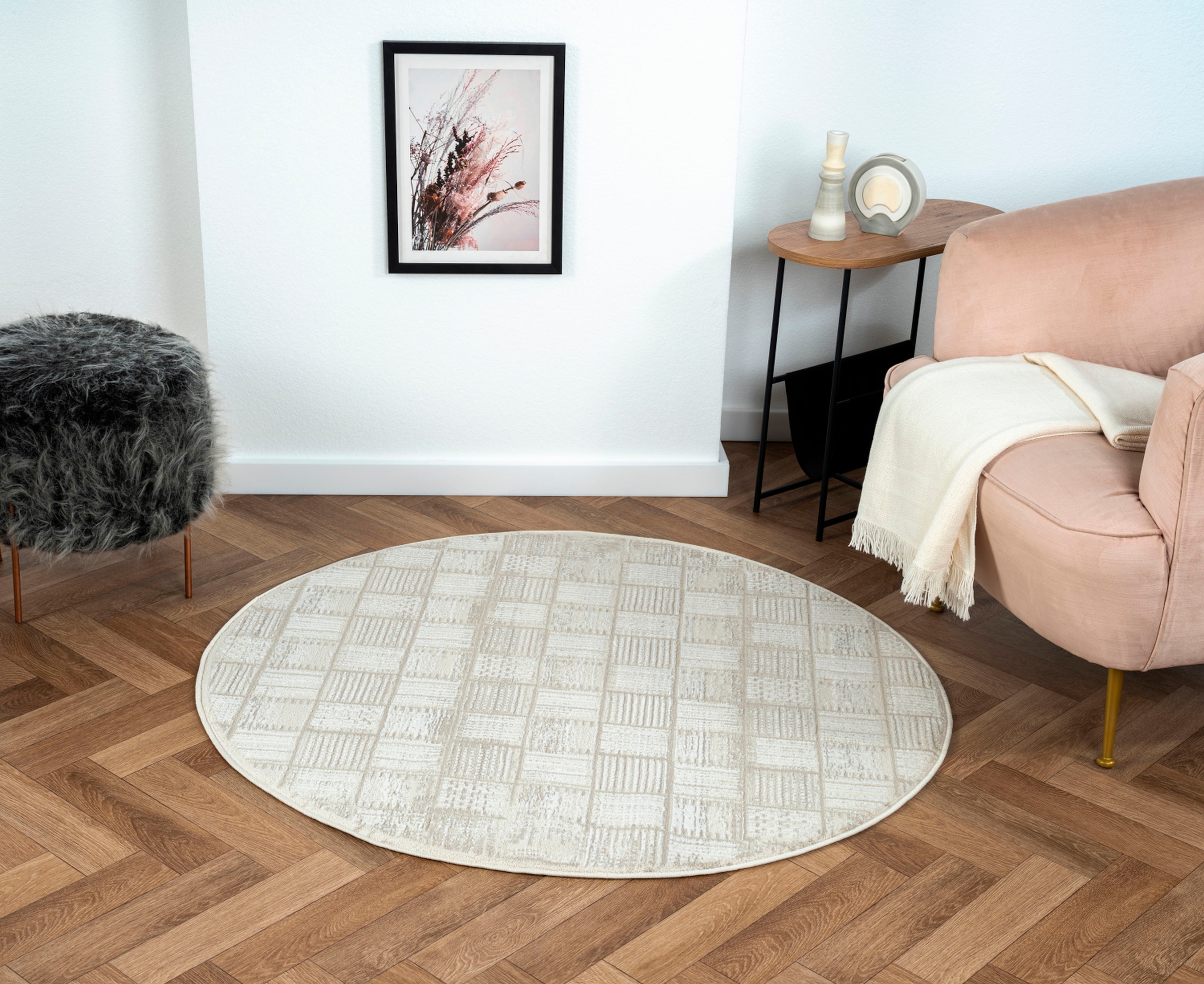 Image of Myflair Möbel & Accessoires Teppich "My House, LAGERRÄUMUNG" rund 10 mm Höhe Kurzflor, Retro-Style, besonders weich durch Microfaser