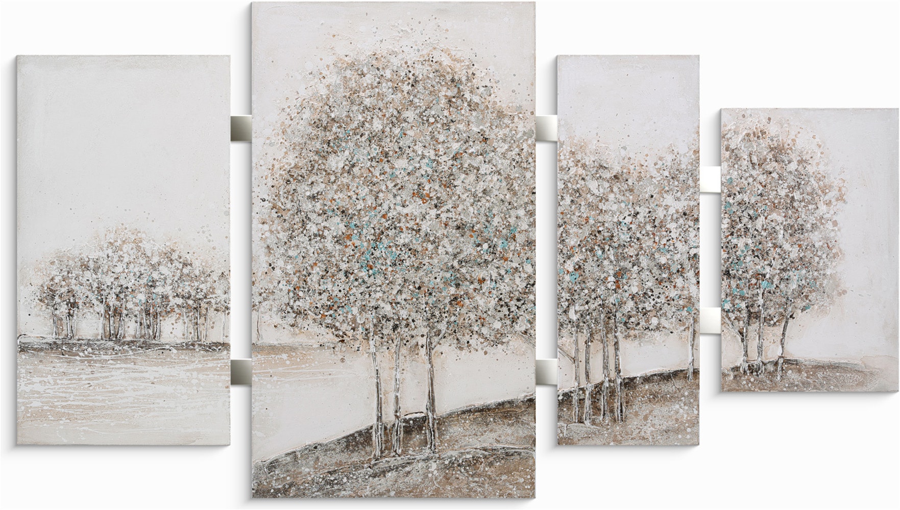 Image of Bönninghoff Ölgemälde "handarbeit 4-teilig BÄUME 70x124 cm – Wandbild Landschaft" Baumbilder Bäume Gemälde Kunst Landschaft Natur 1 Stk. tlg. handgefertigt, jedes Bild ein Unikat