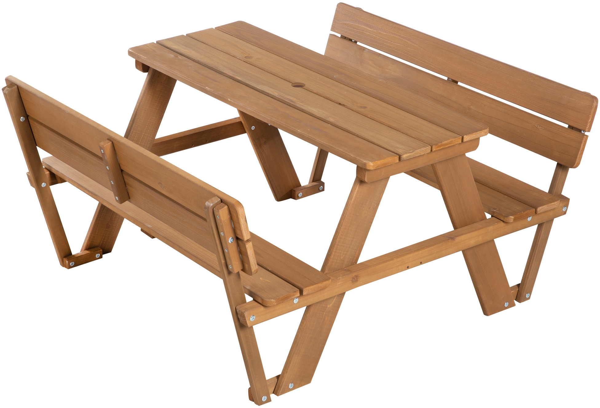 Image of roba Kindersitzgruppe "Picknick for 4 Outdoor +, Teakholz-Optik" Set, mit Lehne; inklusive Sitzauflagen Â"Little StarsÂ"