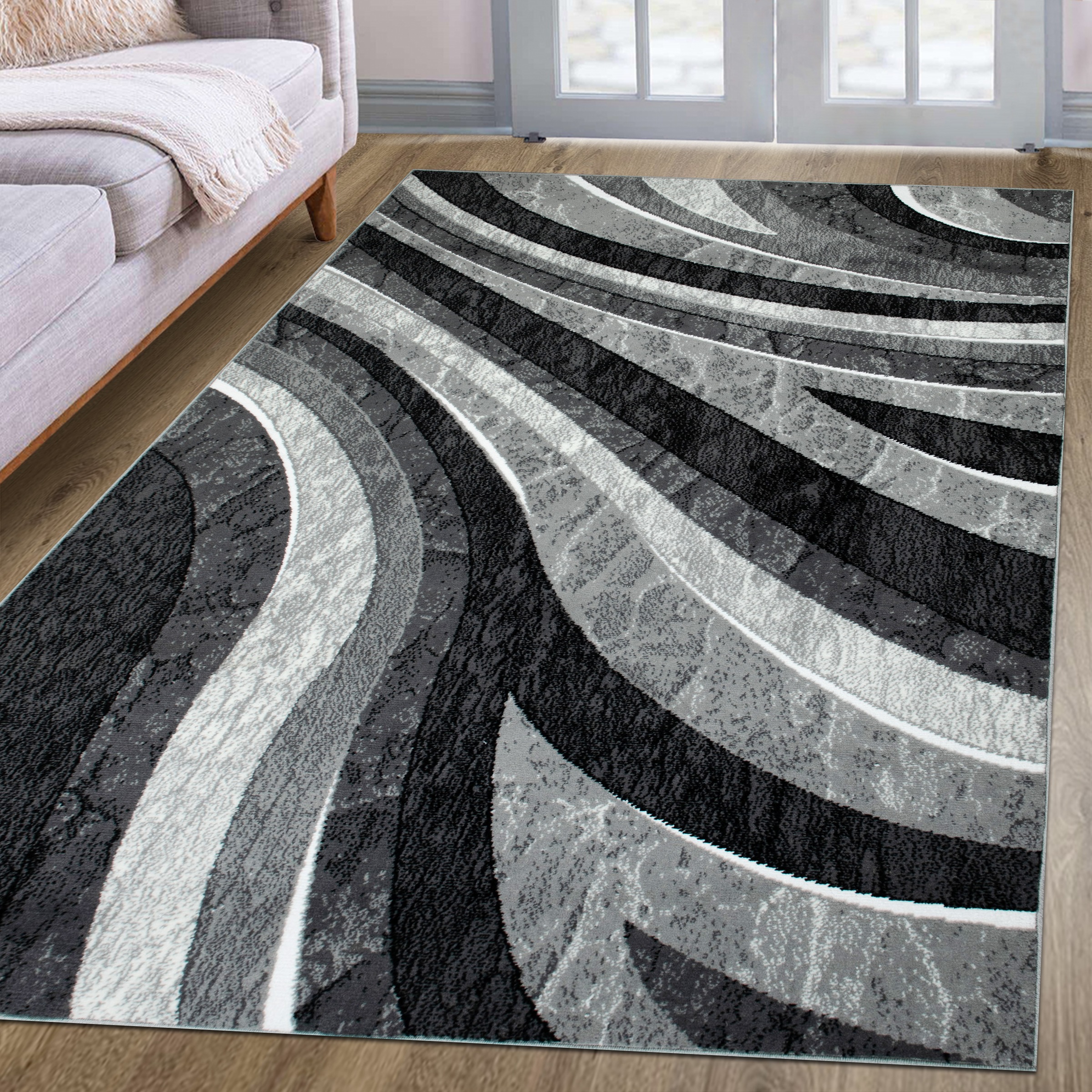 Image of GOODproduct Teppich "Livil, modernes Wellen-Design" rechteckig 8 mm Höhe 3D-Effekt, Kurzflor, Wohnzimmer, Esszimmer, Schlafzimmer