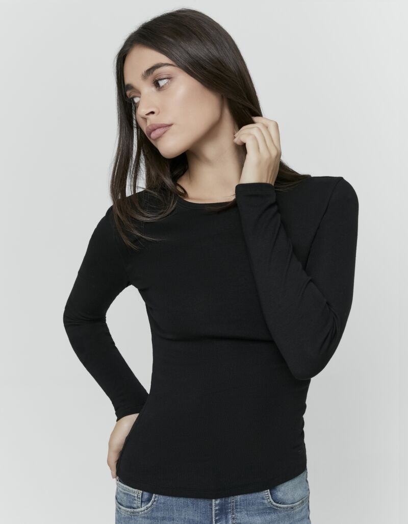 Tally Weijl Langarmshirt »STSCOBELGI« Baumwollmischung, Basic Longsleeve mit Rundhals-Ausschnitt