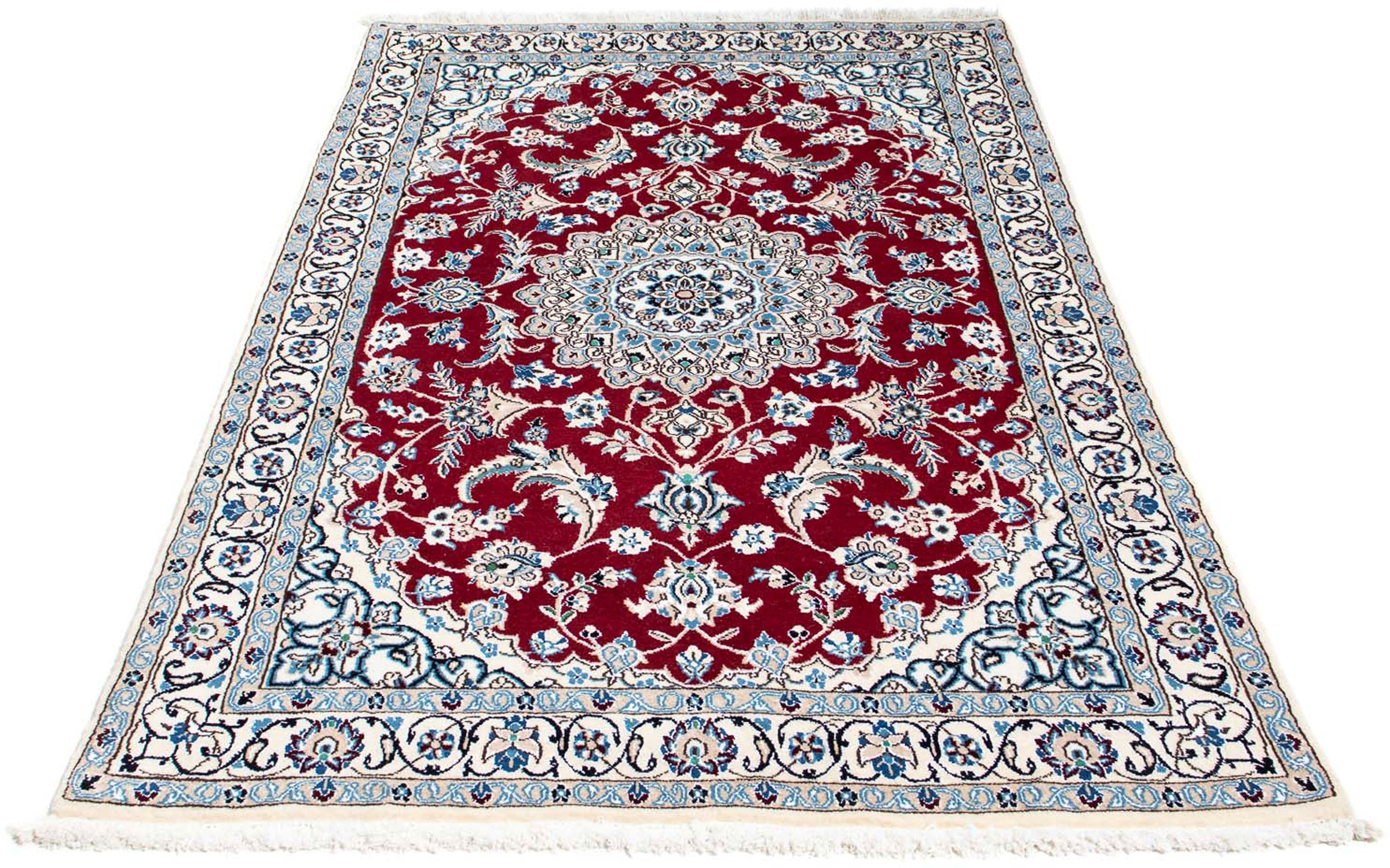 Image of morgenland Orientteppich »Perser - Nain - Royal - 187 x 112 cm - dunkelrot«, rechteckig, 10 mm Höhe, Wohnzimmer, Handgeknüpft, Einzelstück mit Zertifikat bei Ackermann Versand Schweiz