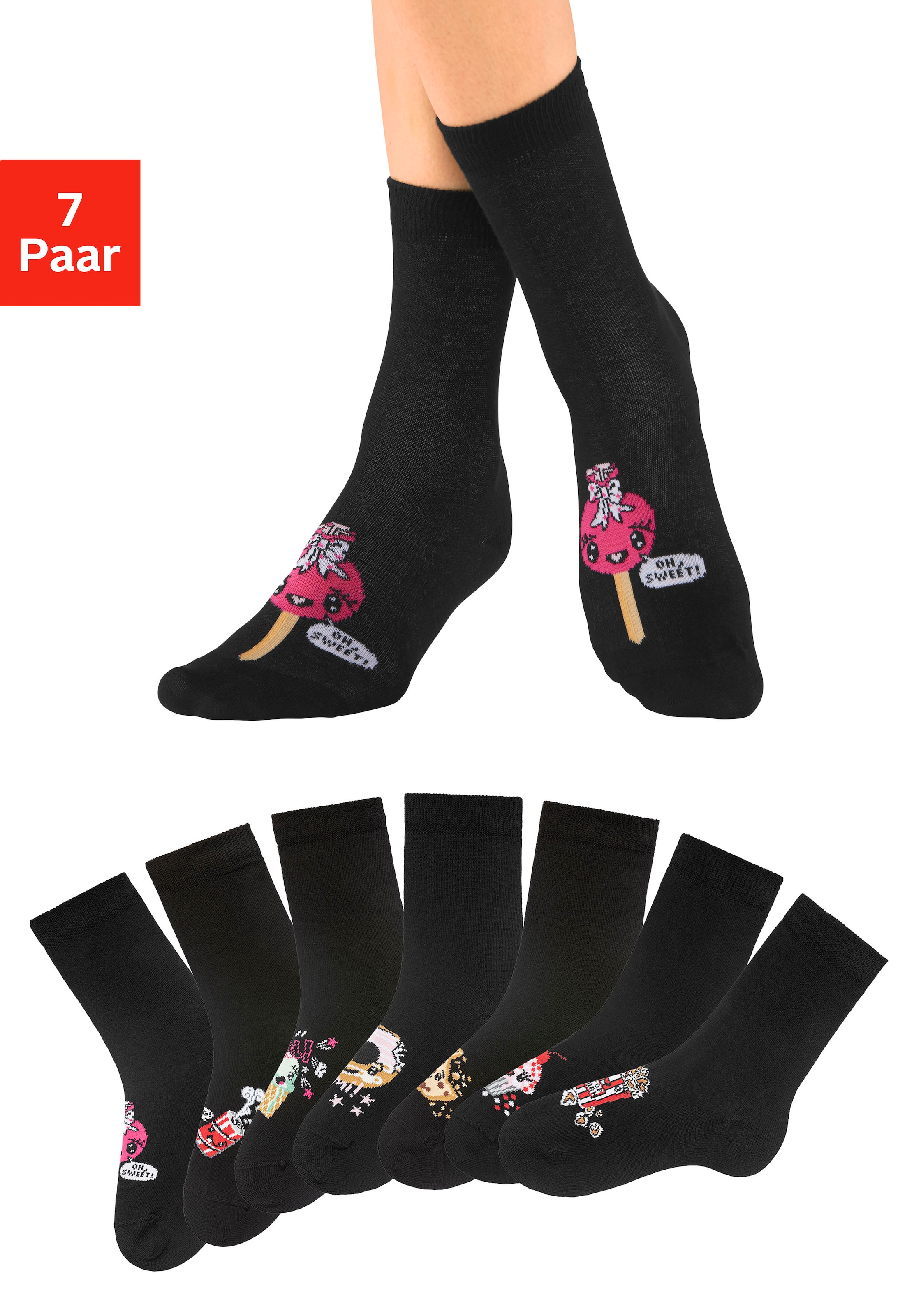 H.I.S Socken, (Packung, 7 Paar), mit eingestrickten Motiven