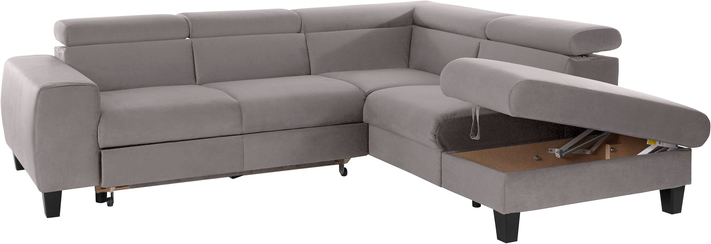 COTTA Polstergarnitur »Morven L-Form«, (Set), Set bestehend aus: Ecksofa mit Kopfteilverstellung & Hocker