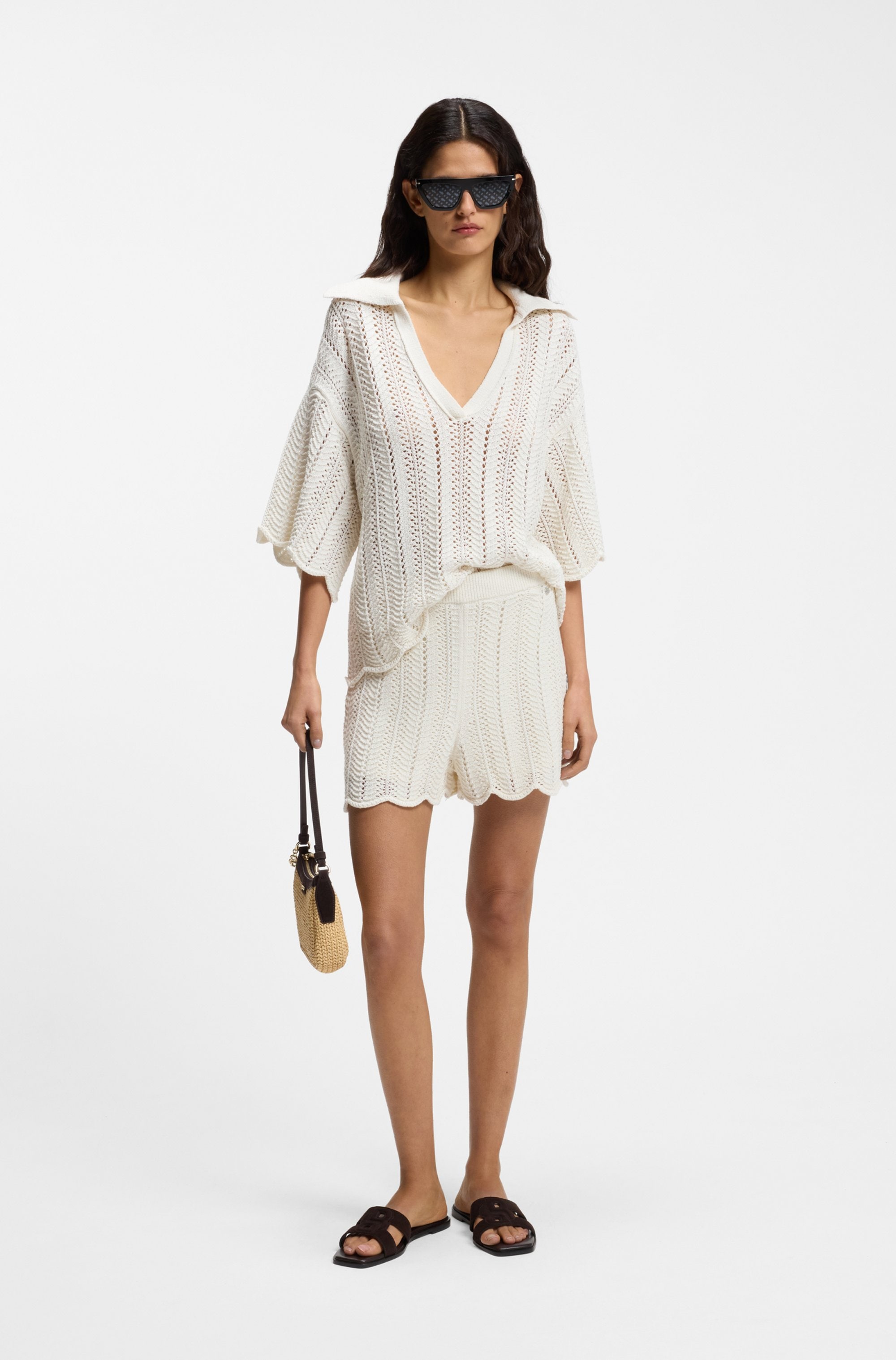 BOSS ORANGE Short »Forde Premium Damenmode«  En maille, avec structure ondulée