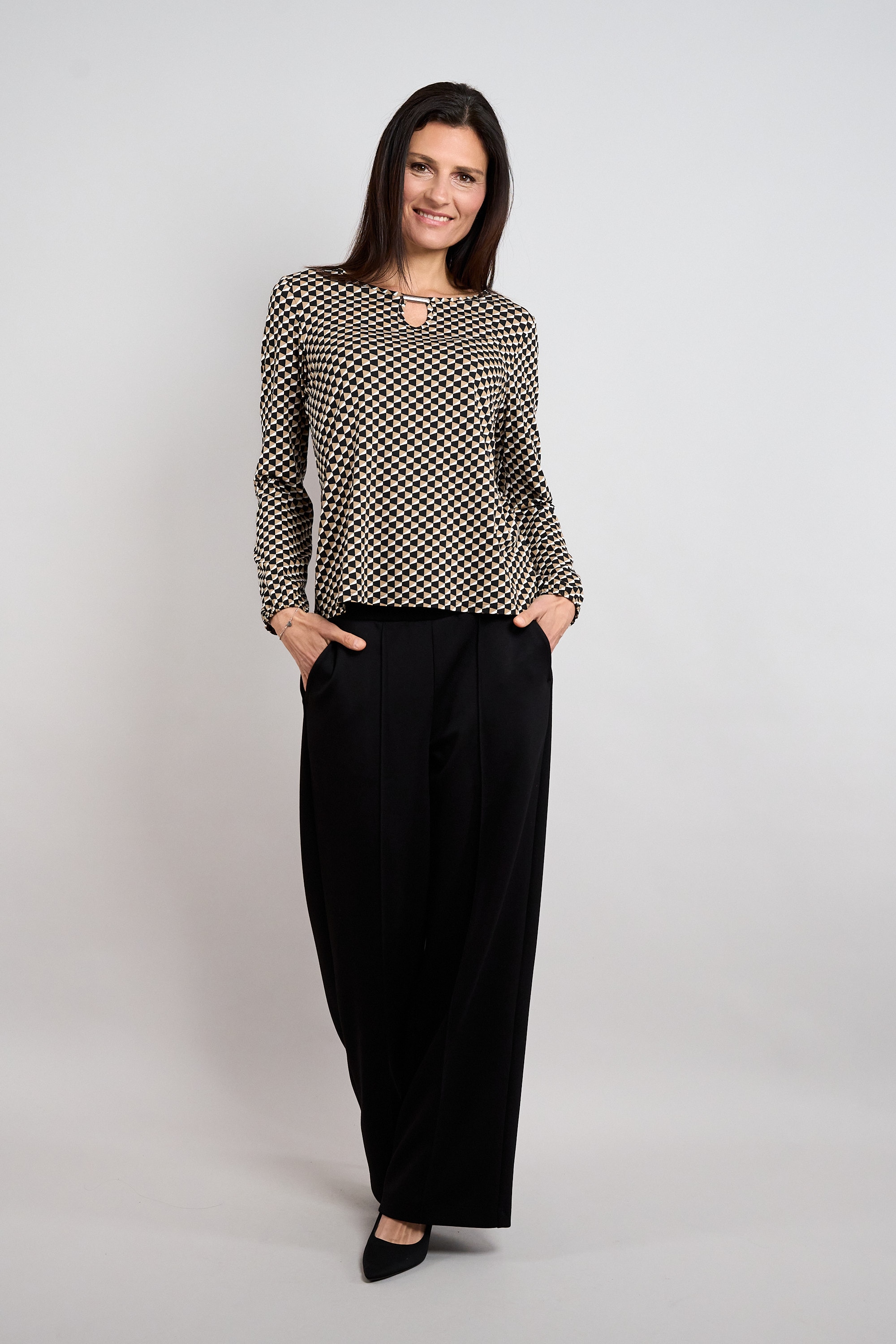 Seidel Moden Langarmshirt Sommershirt mit Minimalprint - MADE IN GERMANY