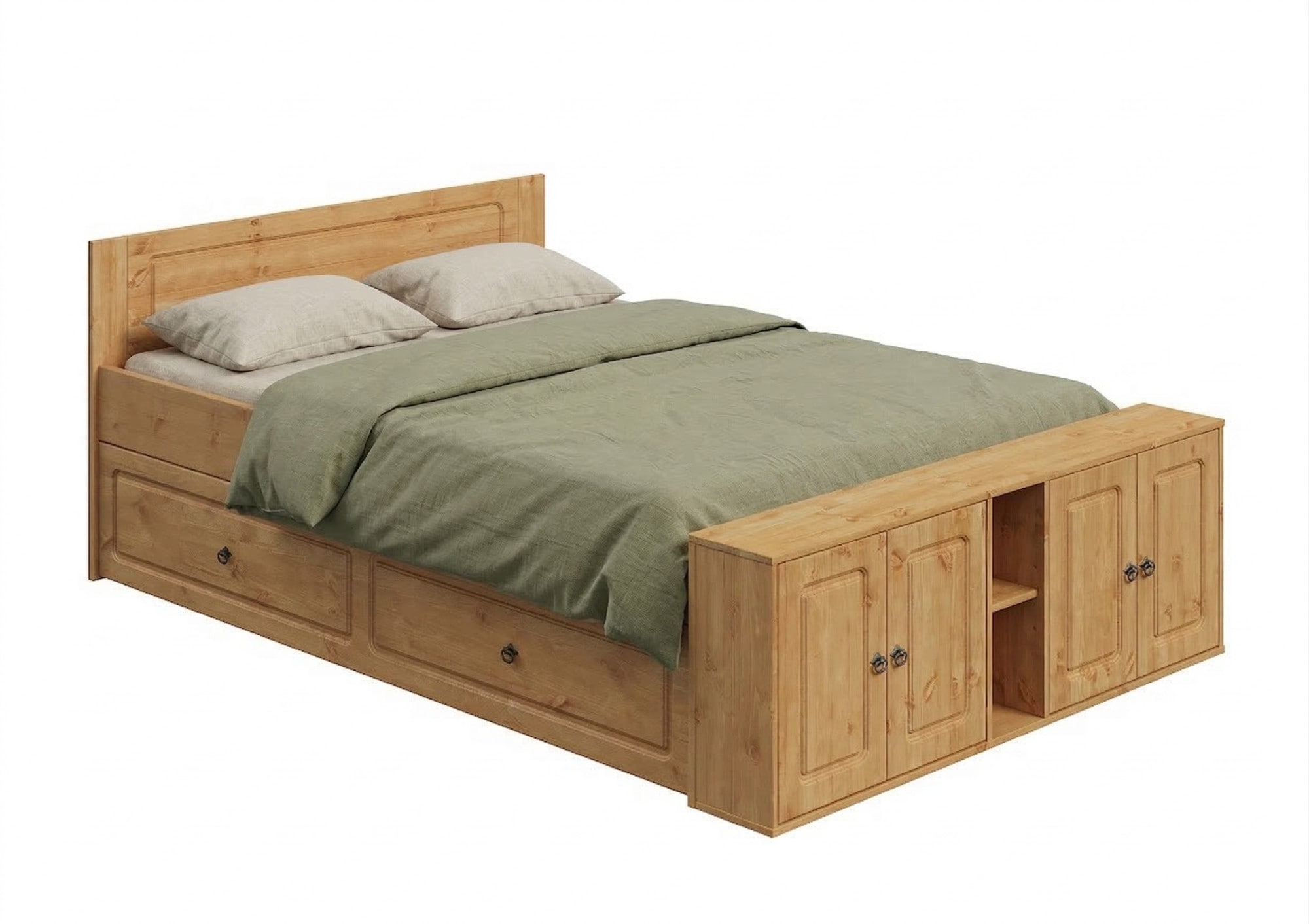 GOODproduct Massivholzbett »Paula, Bett, Stauraumbett, Holzbett, Bettgestell« (B/T/H: 148,8/224,4/82 cm,  aus massiver Kiefer, extra viel Stauraum im Fussteil, FSC®-zertifiziert