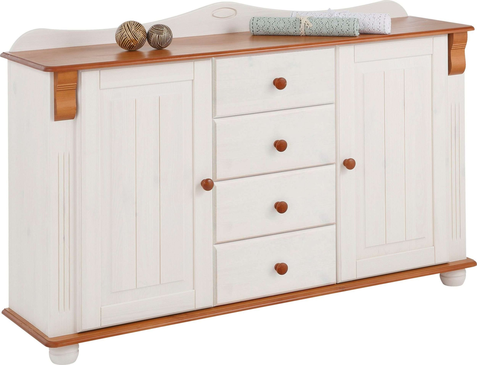 Home affaire Kommode »Sideboard, Anrichte, mit 3 Schubladen, 2 Türen«, aus massiver Kiefer, Breite 130 cm